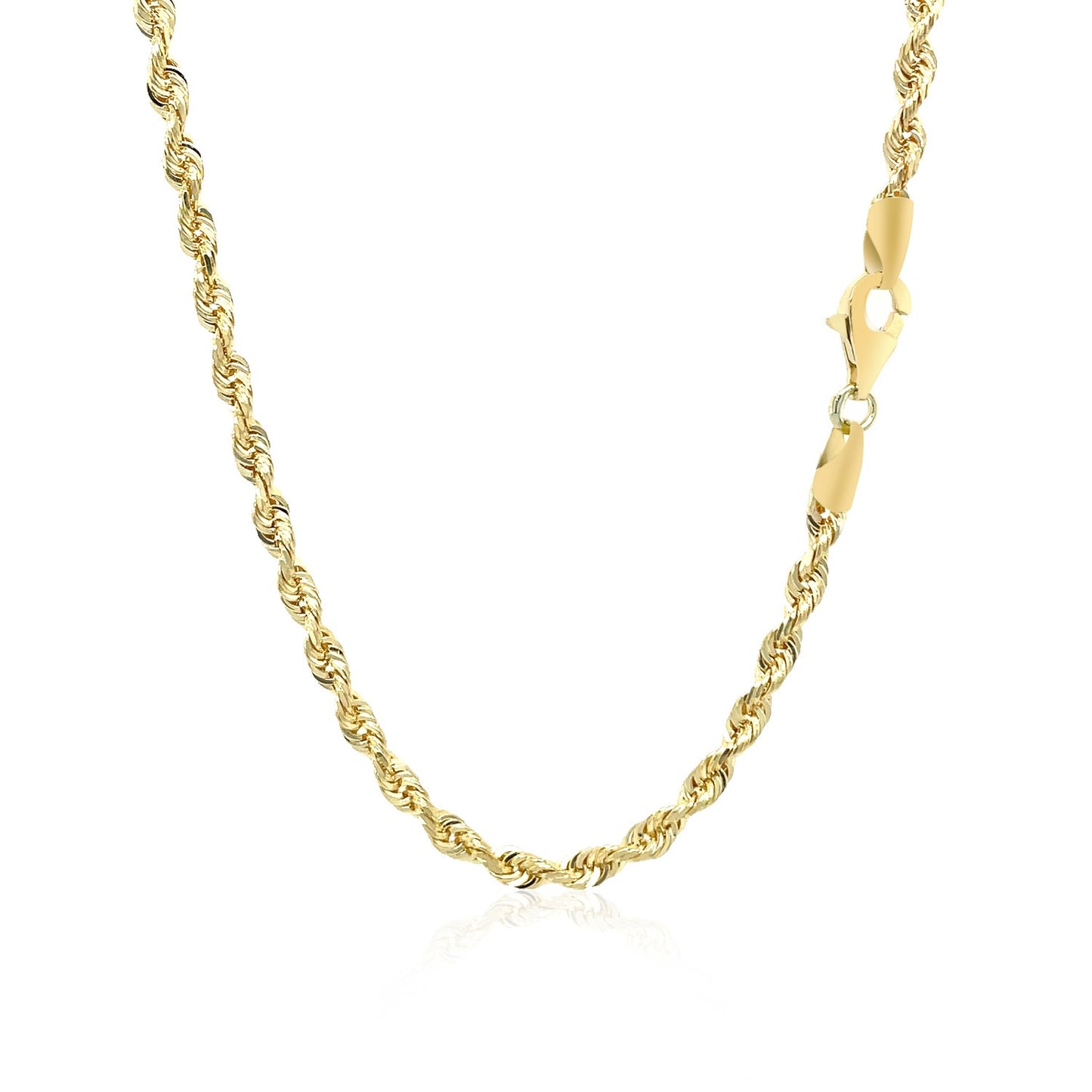 10K Yellow Gold Solid Diamond Cut Rope Chain Necklace (3.00 mm)