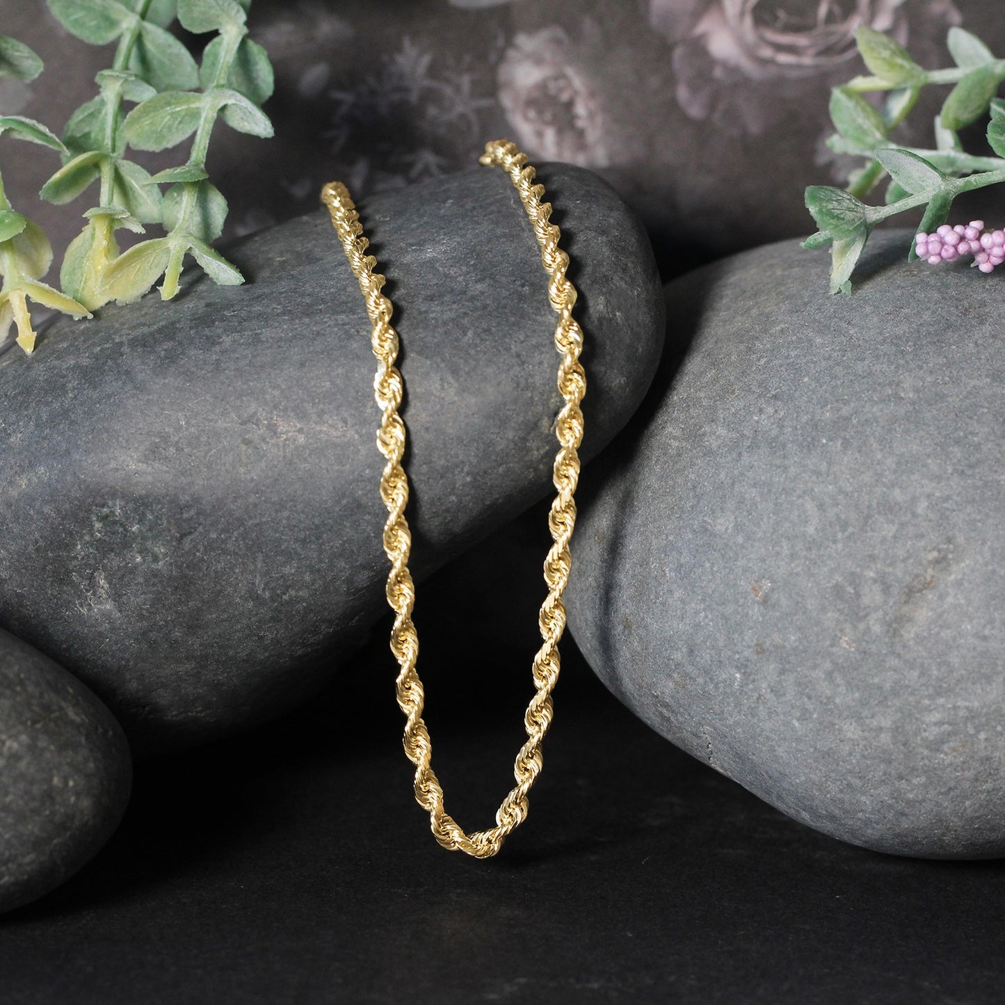 10K Yellow Gold Solid Diamond Cut Rope Chain Necklace (3.00 mm)