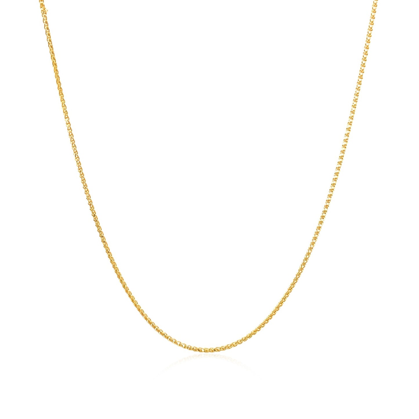 14K Yellow Gold Diamond Cut Round Wheat Chain Necklace (0.60 mm)