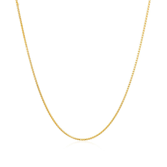 14K Yellow Gold Diamond Cut Round Wheat Chain Necklace (0.60 mm)