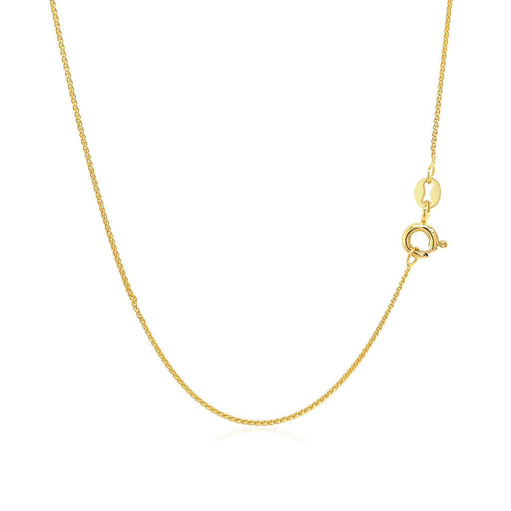 14K Yellow Gold Diamond Cut Round Wheat Chain – 0.60mm, Solid Gold