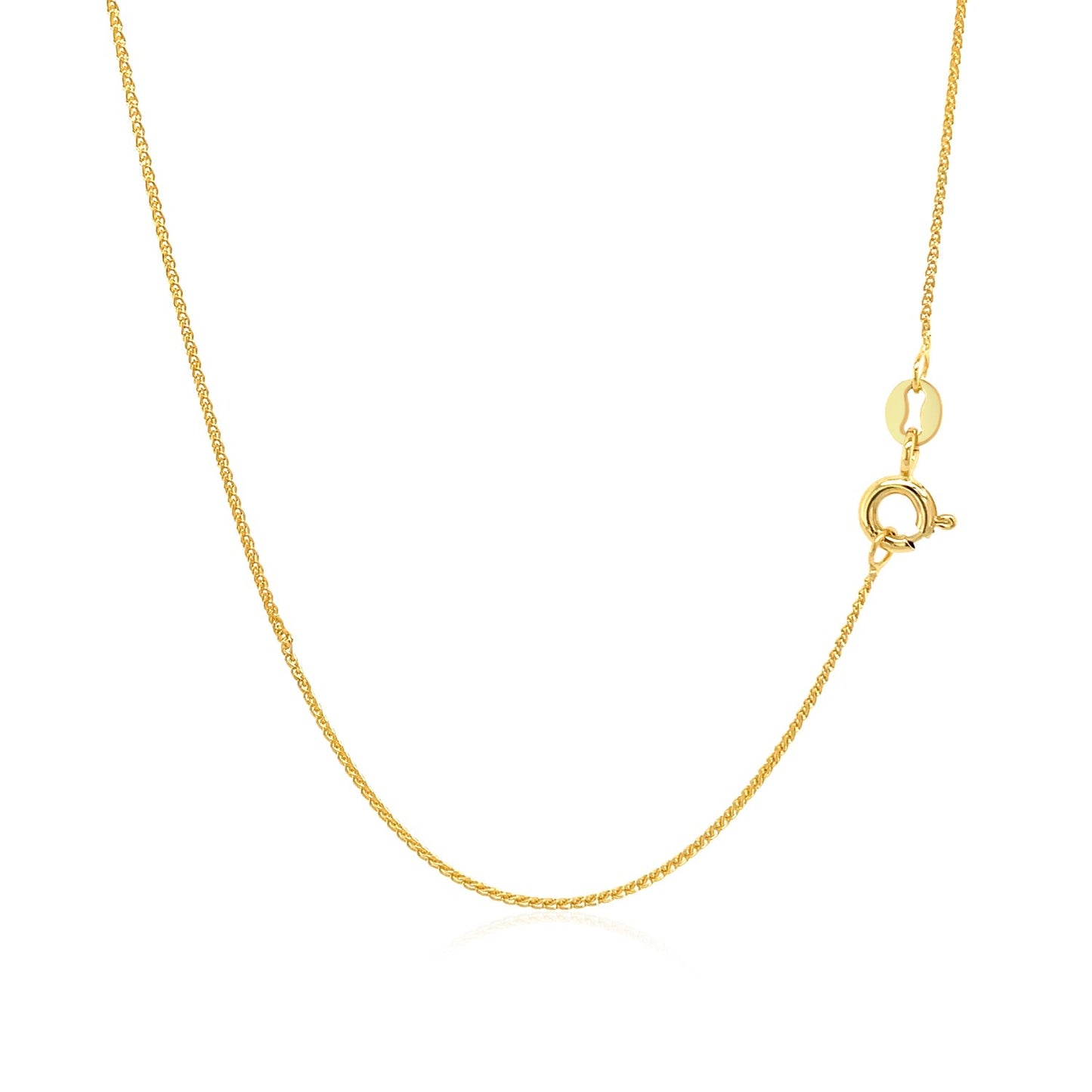 14K Yellow Gold Diamond Cut Round Wheat Chain Necklace (0.60 mm)