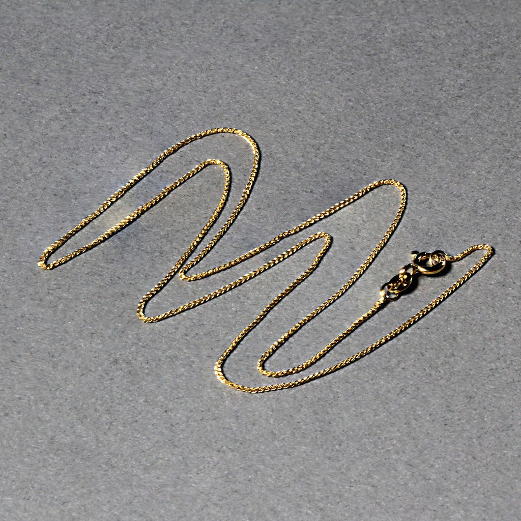 14K Yellow Gold Diamond Cut Round Wheat Chain – 0.60mm, Solid Gold