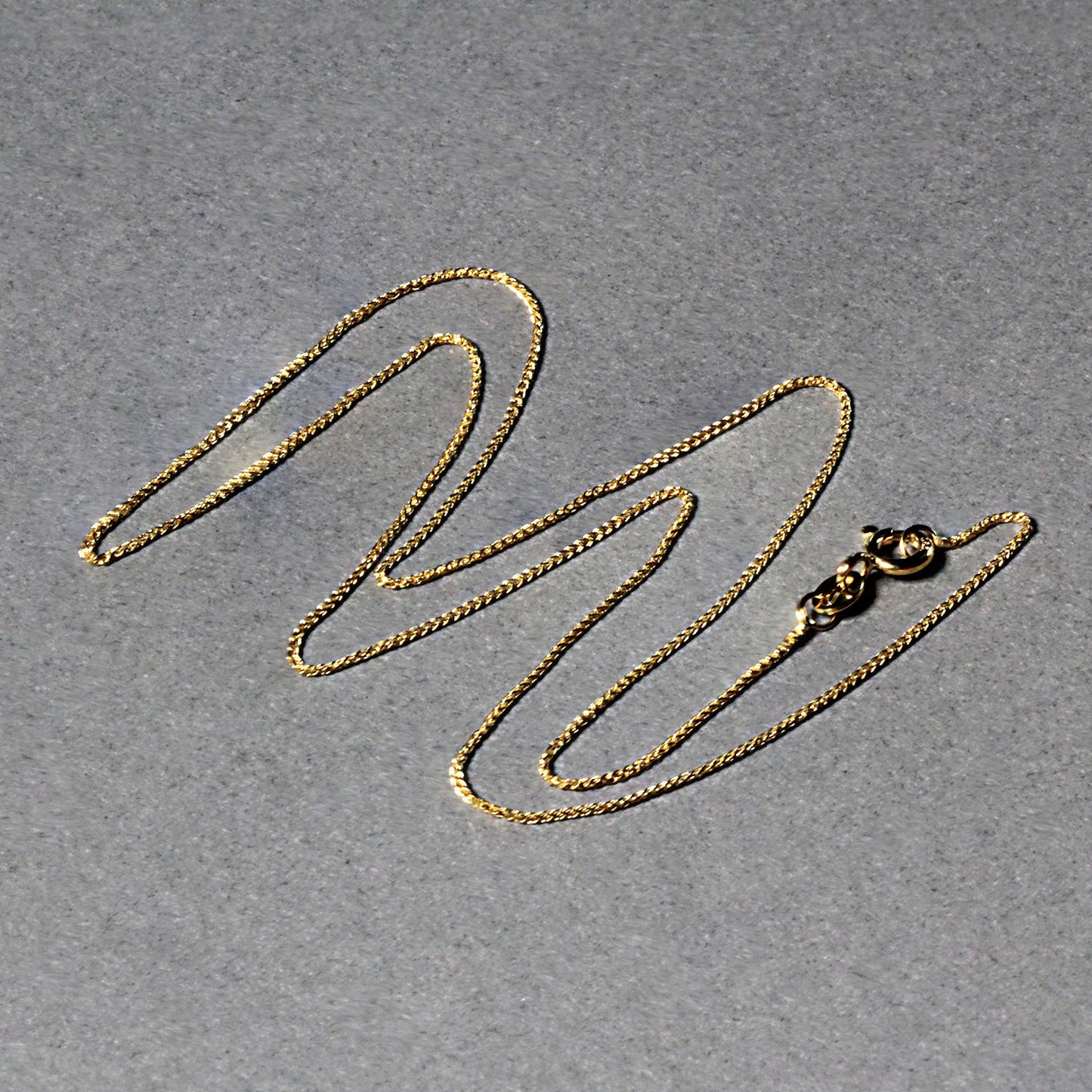 14K Yellow Gold Diamond Cut Round Wheat Chain Necklace (0.60 mm)