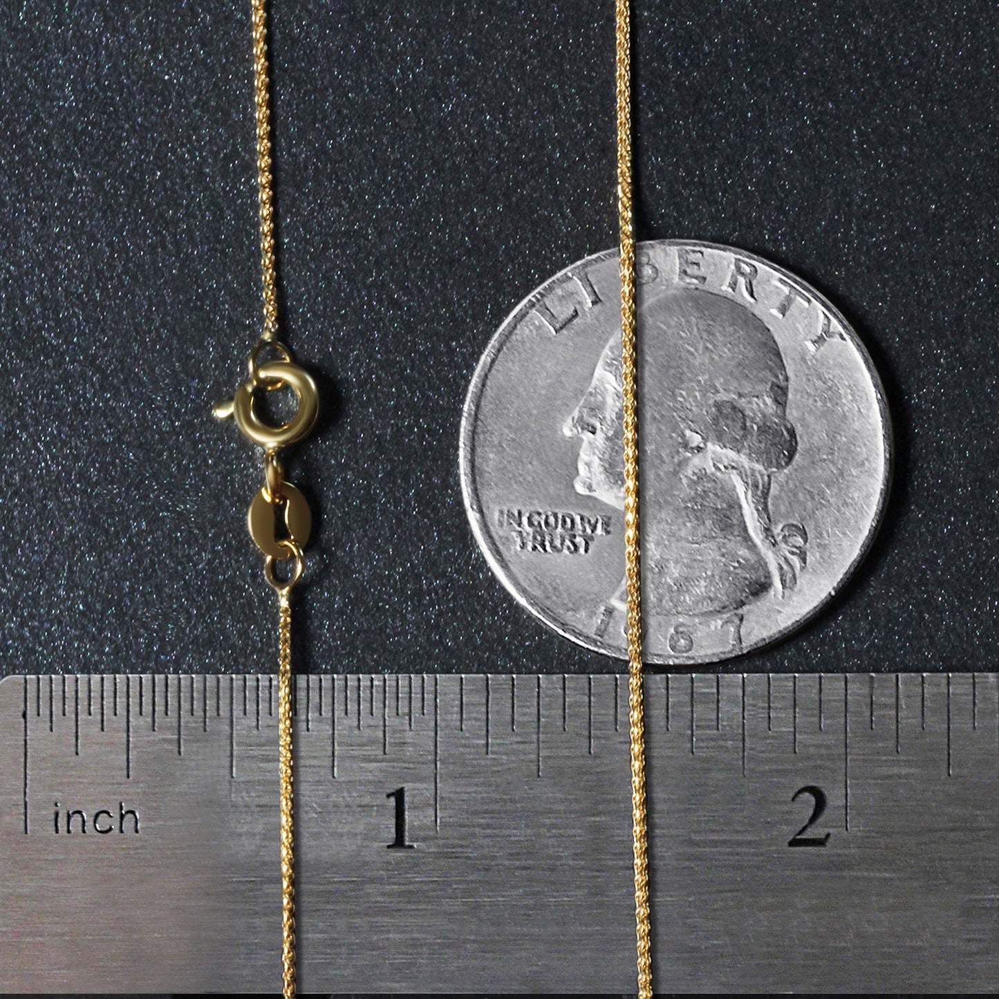 14K Yellow Gold Diamond Cut Round Wheat Chain Necklace (0.60 mm)