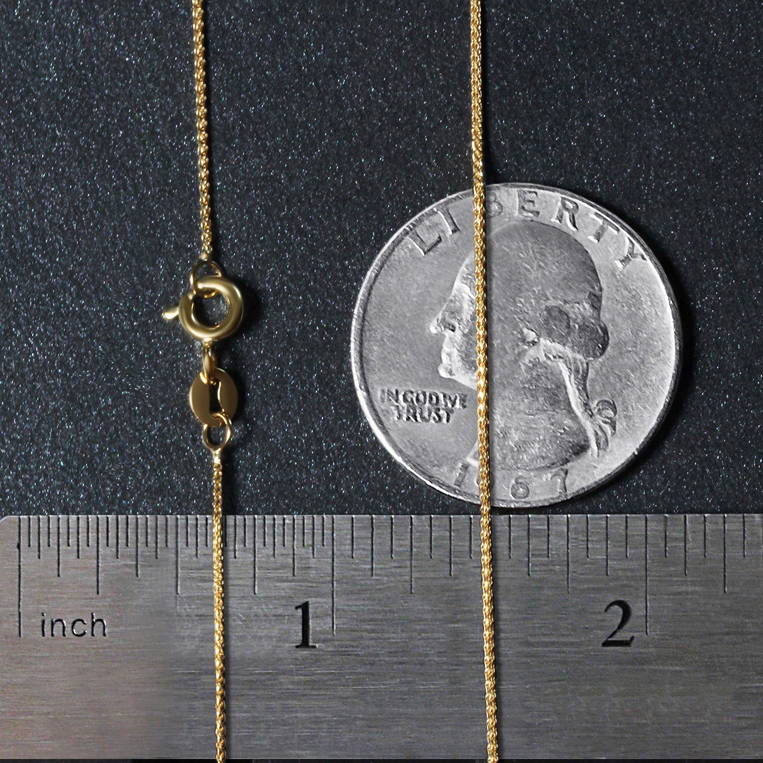 14K Yellow Gold Diamond Cut Round Wheat Chain – 0.60mm, Solid Gold