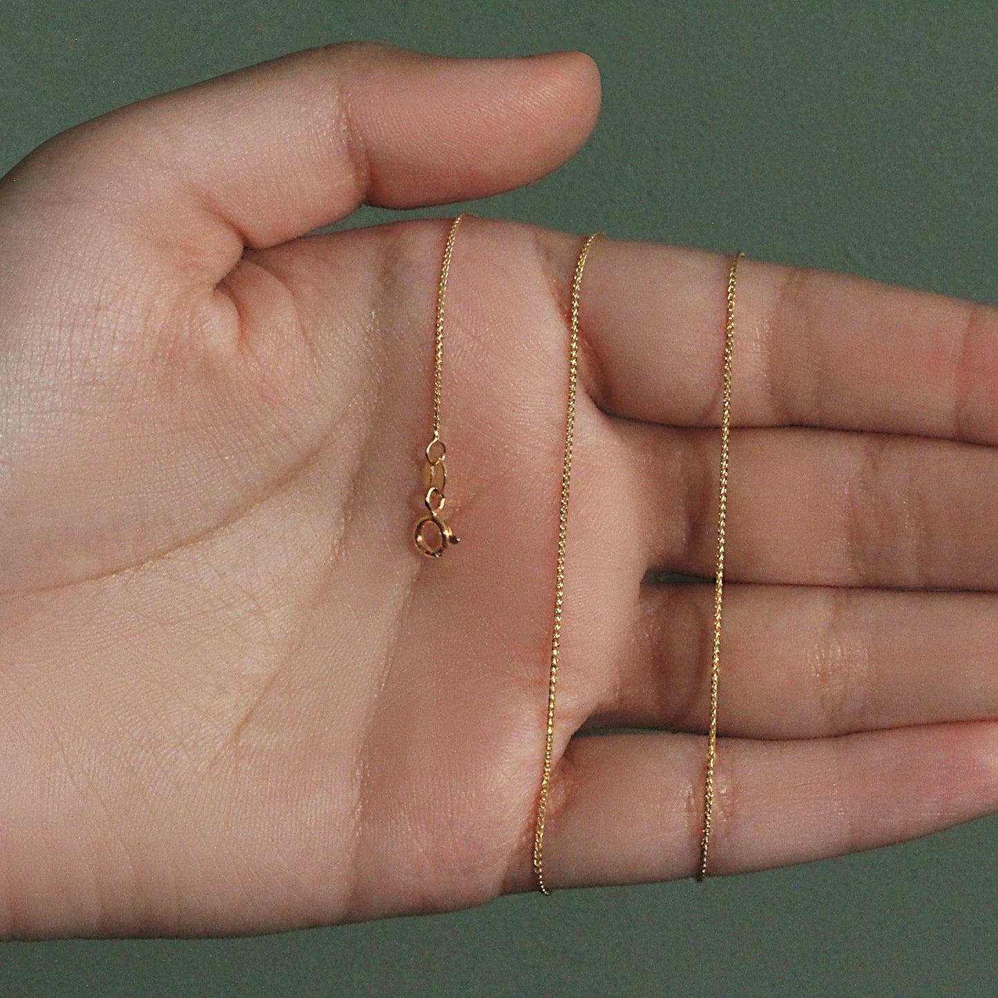 14K Yellow Gold Diamond Cut Round Wheat Chain Necklace (0.60 mm)