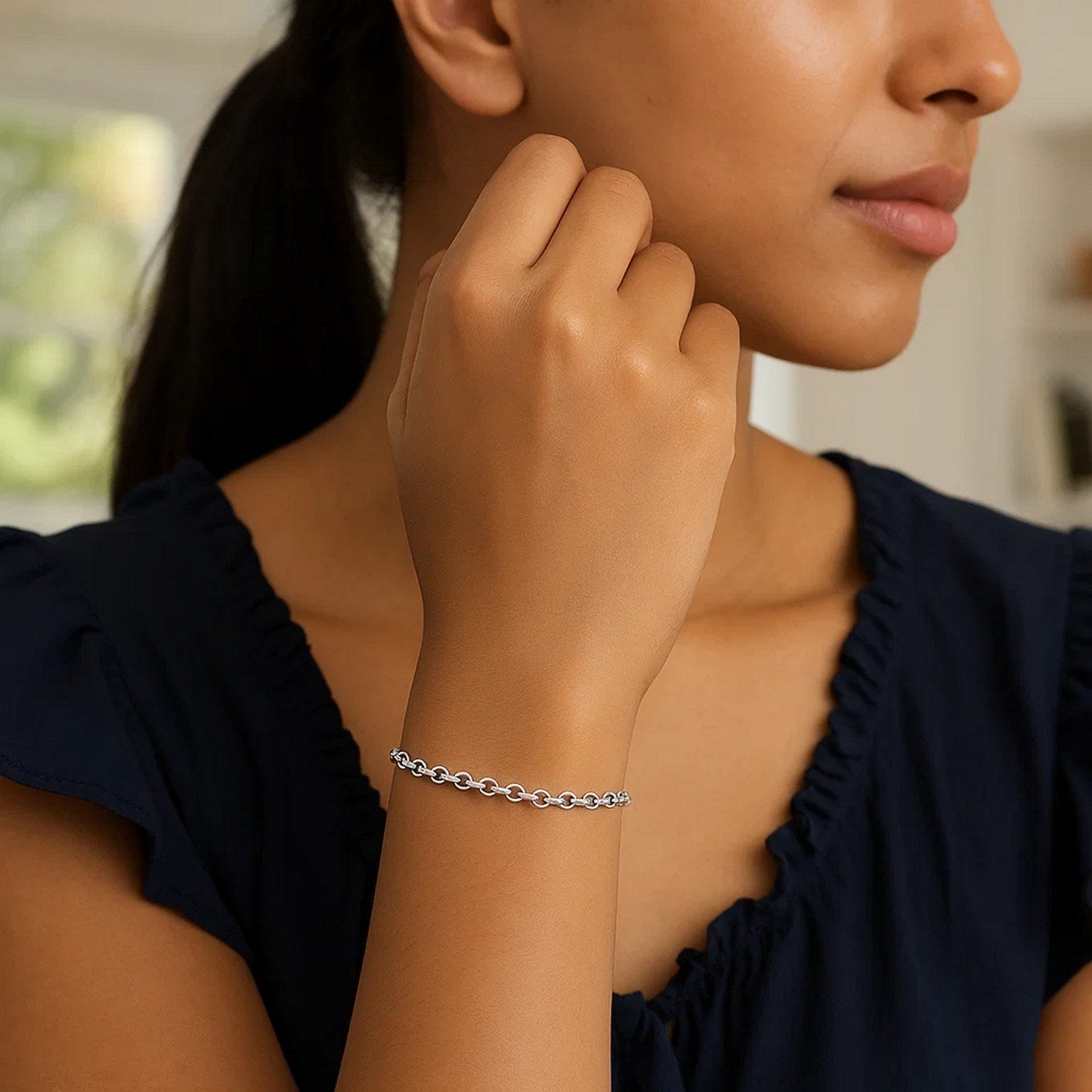 14K White Gold Rolo Bracelet (2.50mm)