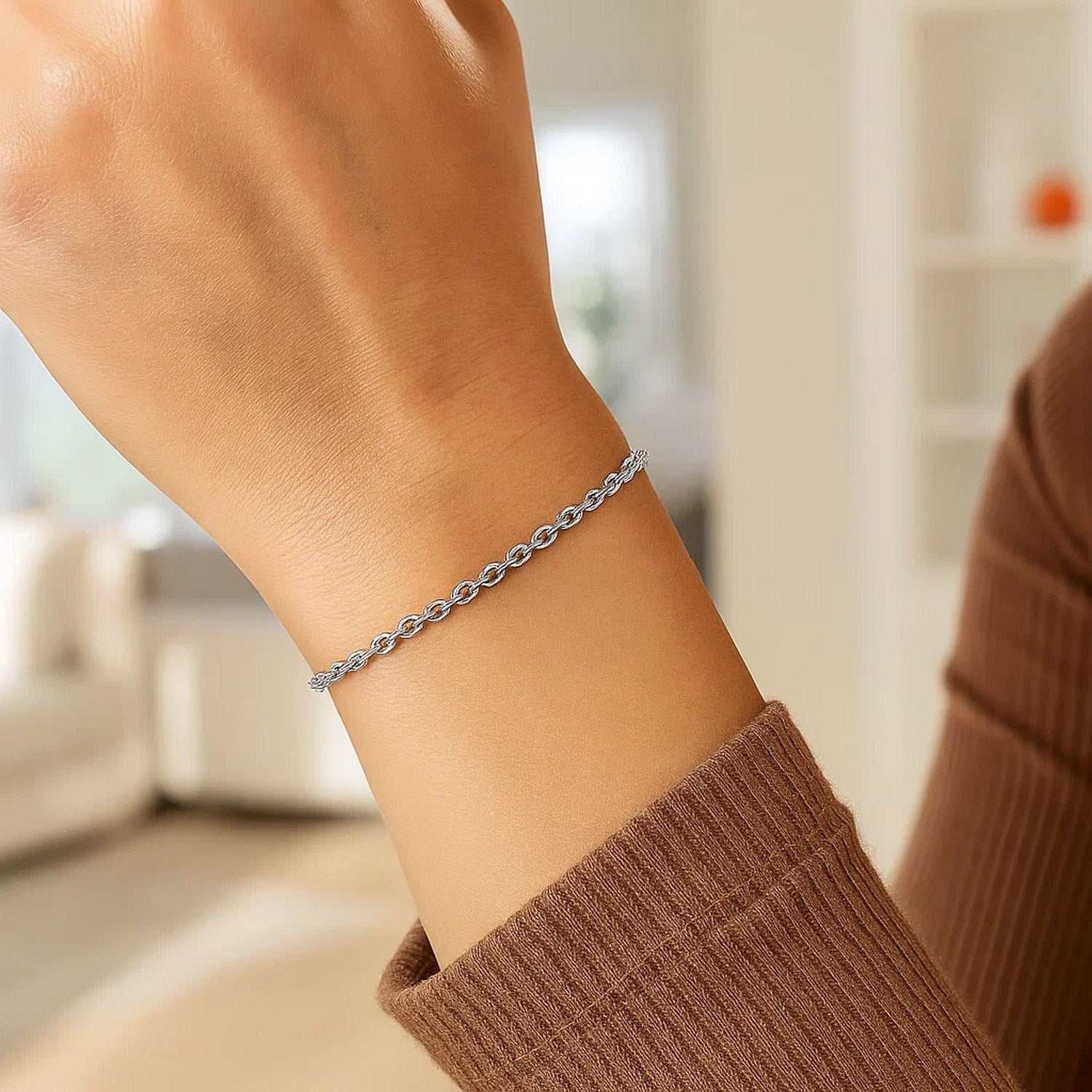 14K White Gold Rolo Bracelet (2.50mm)
