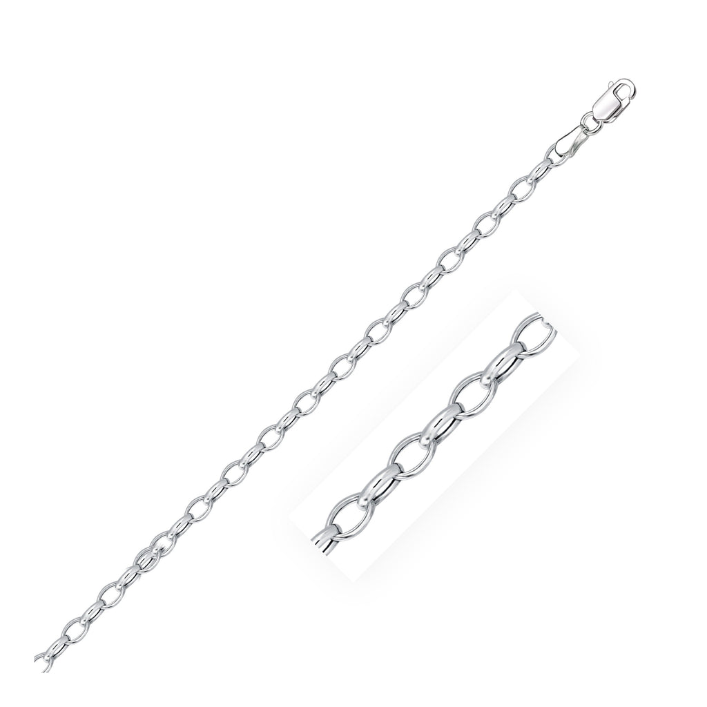 14K White Gold Oval Rolo Bracelet (3.20mm)