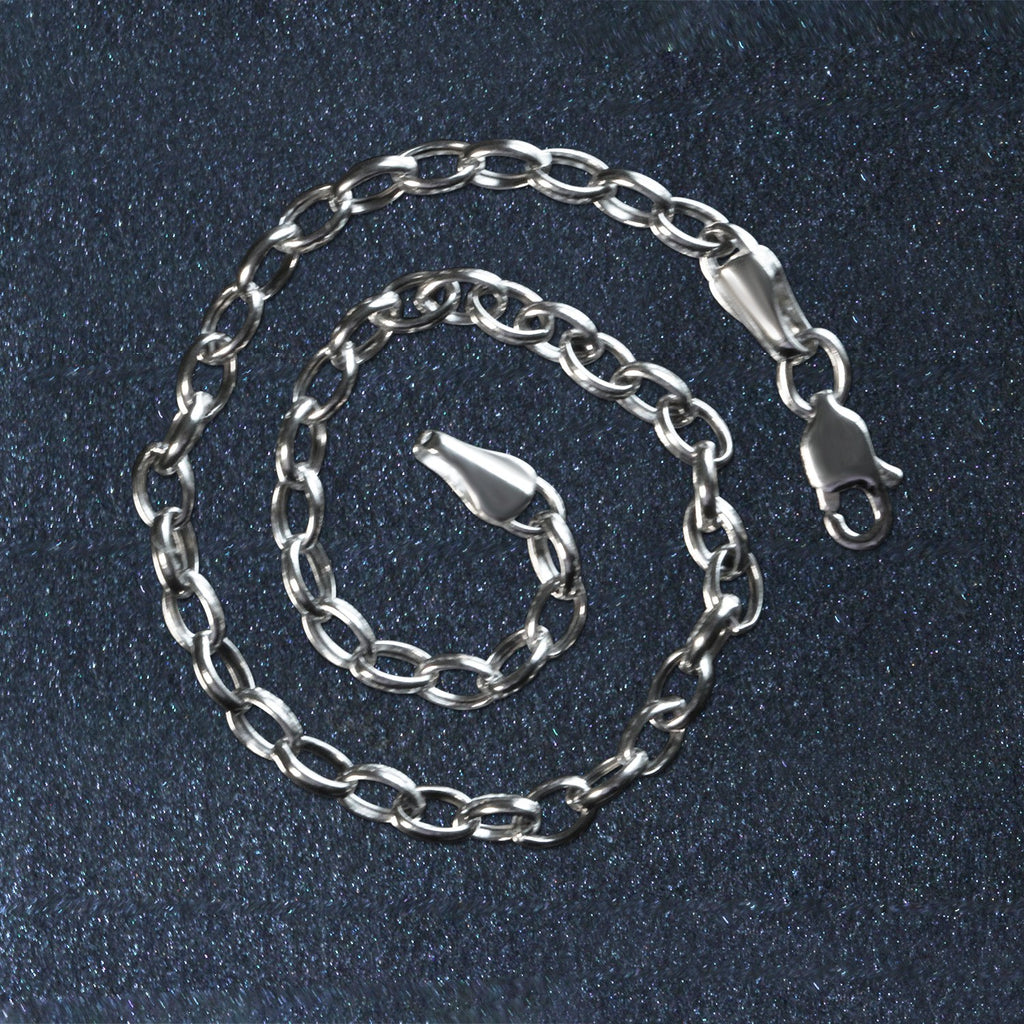 14K White Gold Oval Rolo Bracelet (3.20mm)
