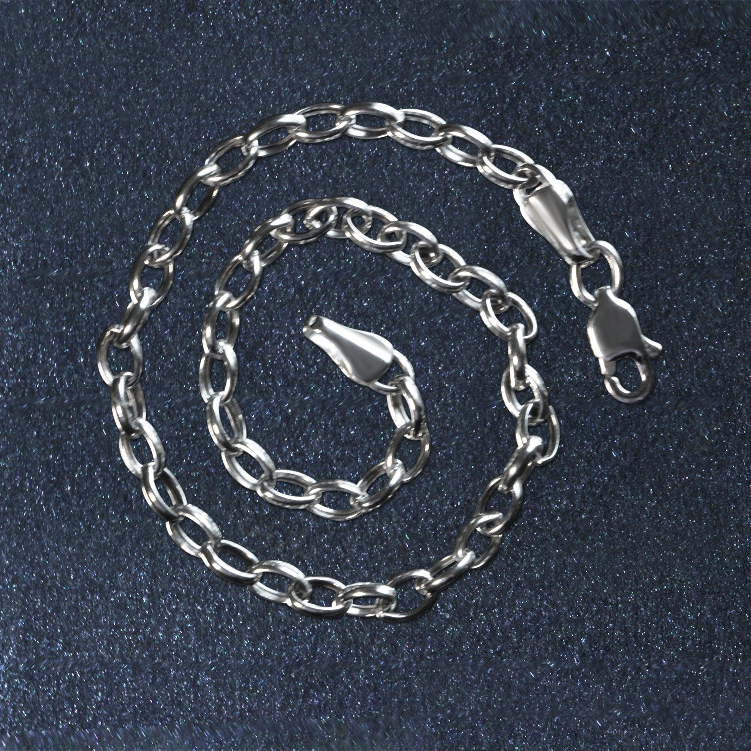 14K White Gold Oval Rolo Bracelet (3.20mm)