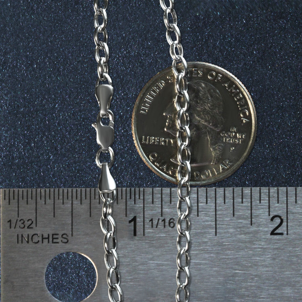 14K White Gold Oval Rolo Bracelet (3.20mm)