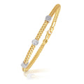 14K Two-Tone Gold Diamond Accent Basket Weave Bracelet | 0.19 cttw | 7.25 Inches