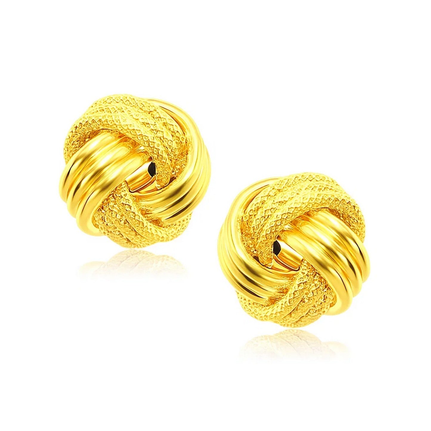 14k Yellow Gold Interweaved Love Knot Stud Earrings (12.7mm)