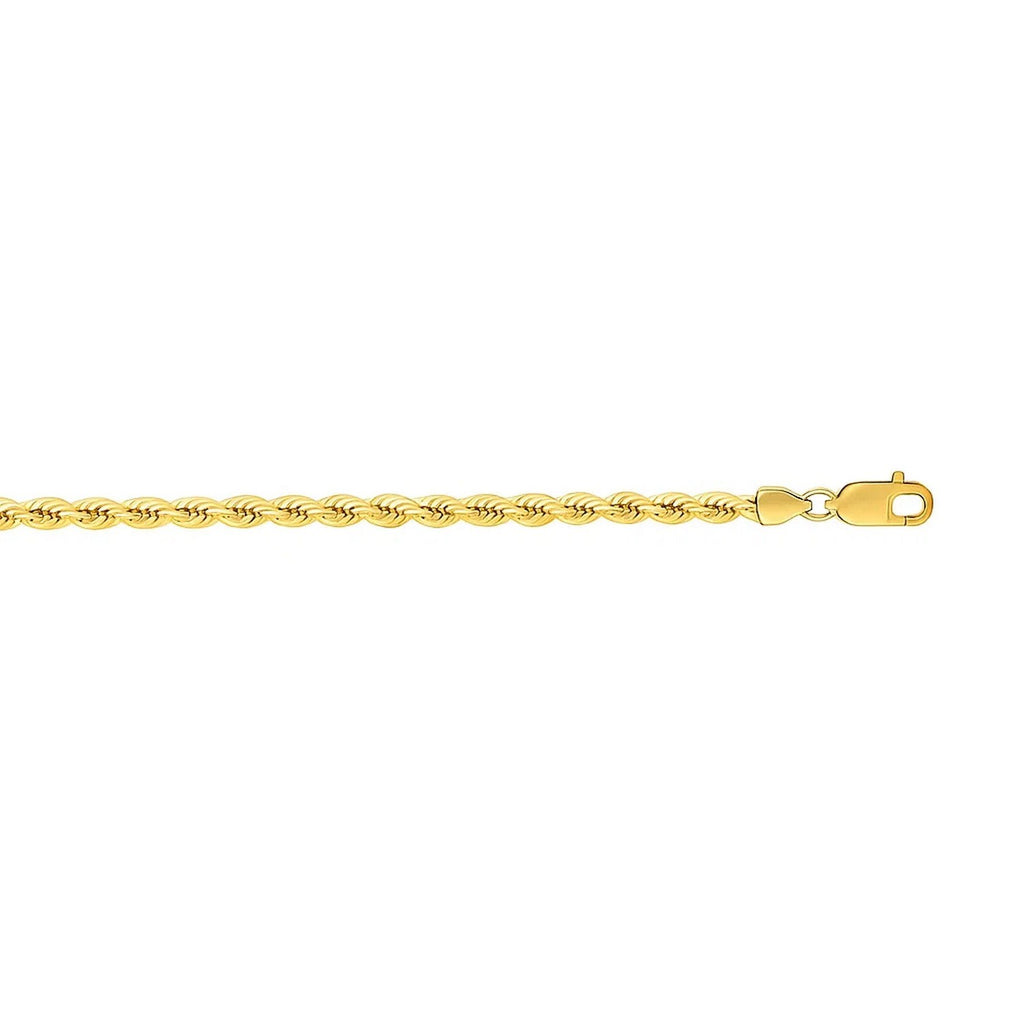 14K Yellow Gold Solid Rope Bracelet (3.00 mm)
