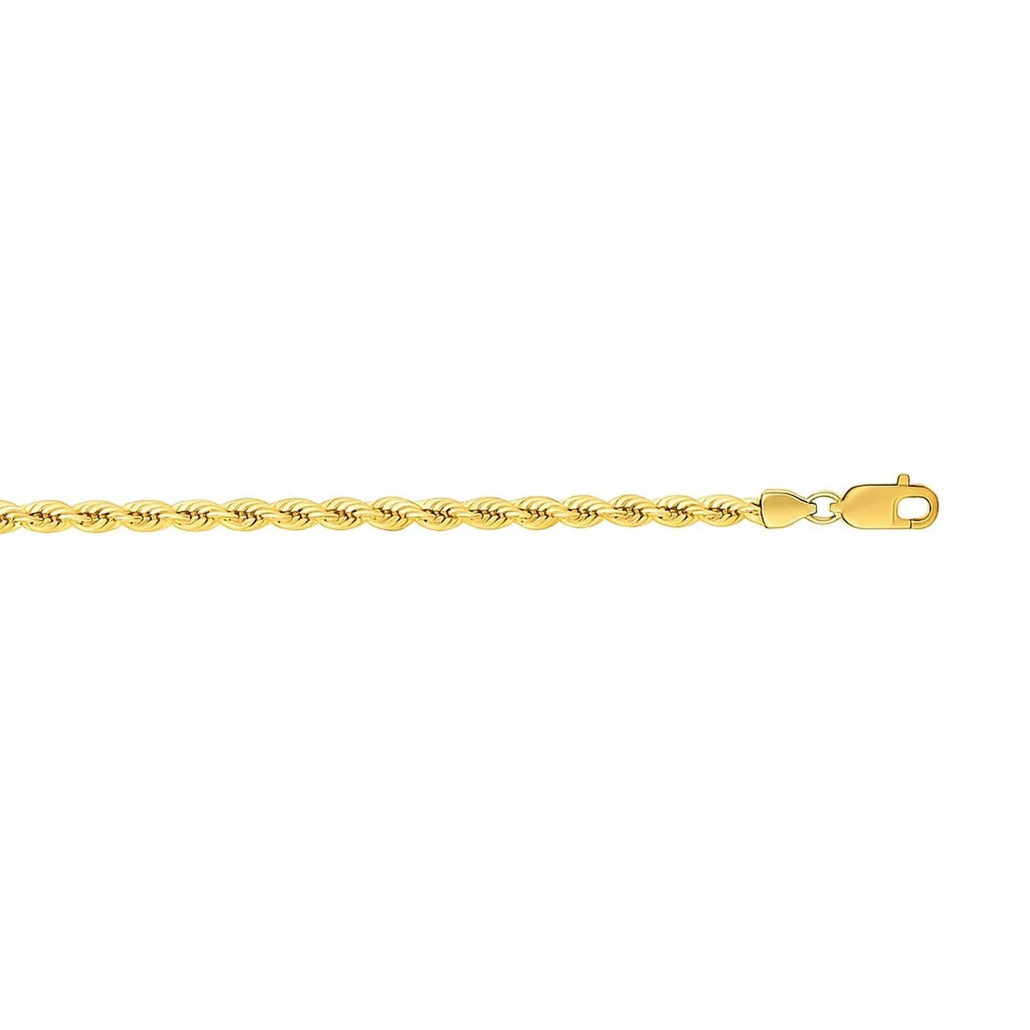 14K Yellow Gold Solid Rope Bracelet (3.00 mm)