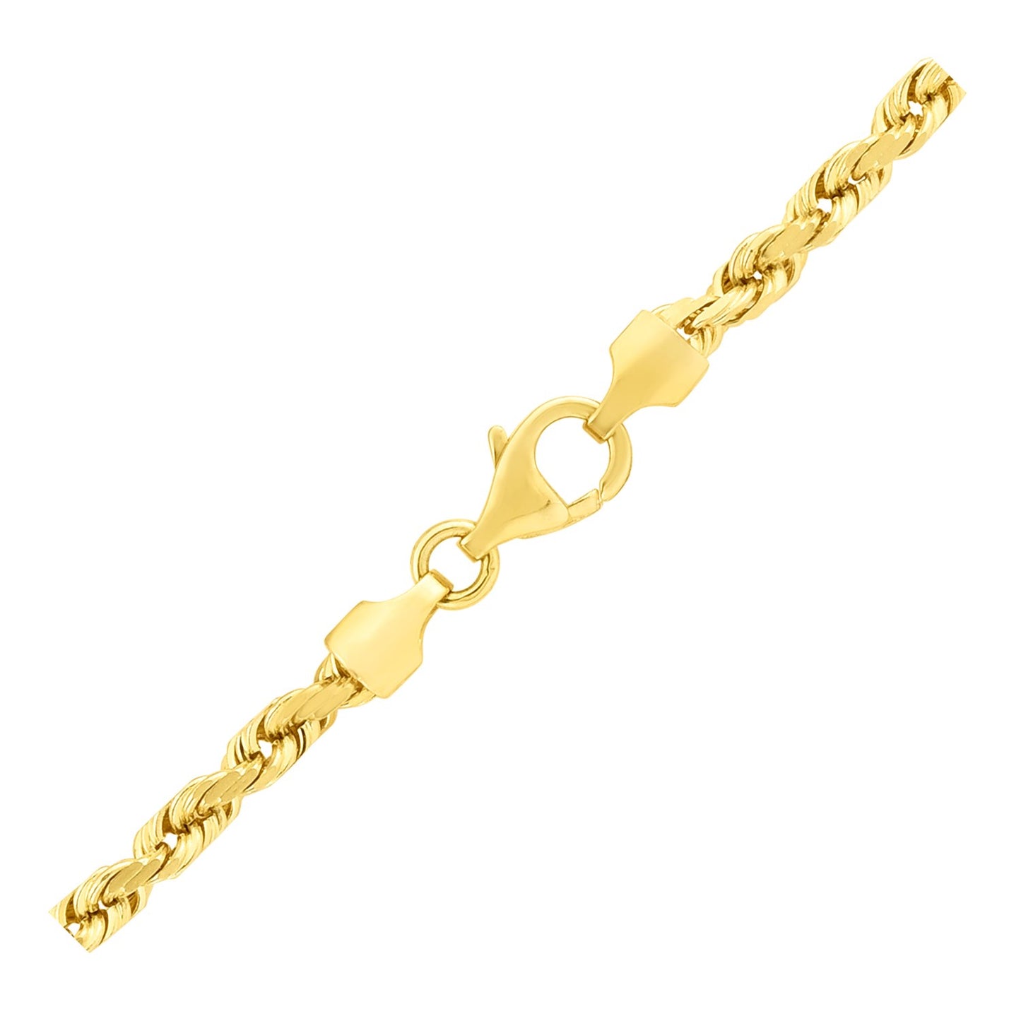 14K Yellow Gold Solid Diamond Cut Rope Bracelet (4.00 mm)