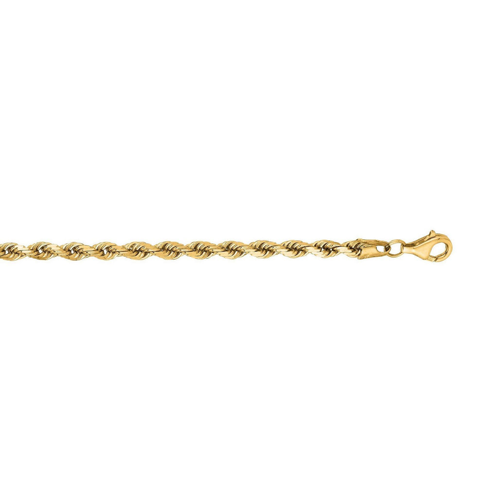 14K Yellow Gold Solid Diamond Cut Rope Bracelet (4.00 mm)