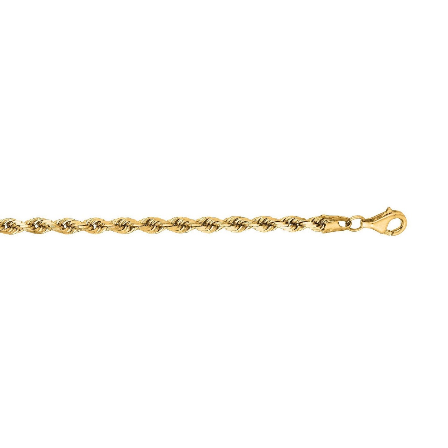 14K Yellow Gold Solid Diamond Cut Rope Bracelet (4.00 mm)