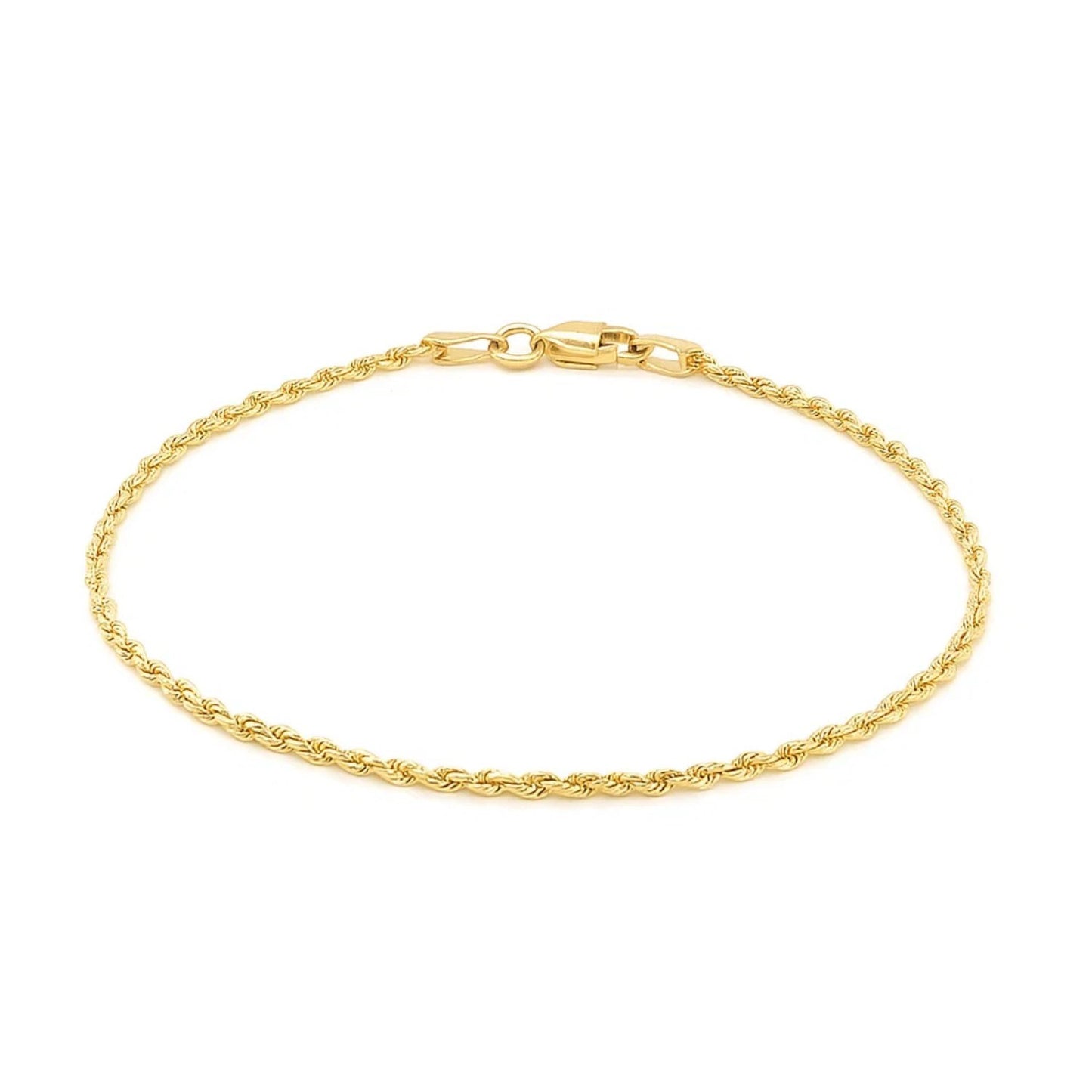 14K Yellow Gold Solid Diamond Cut Rope Bracelet (1.60mm)