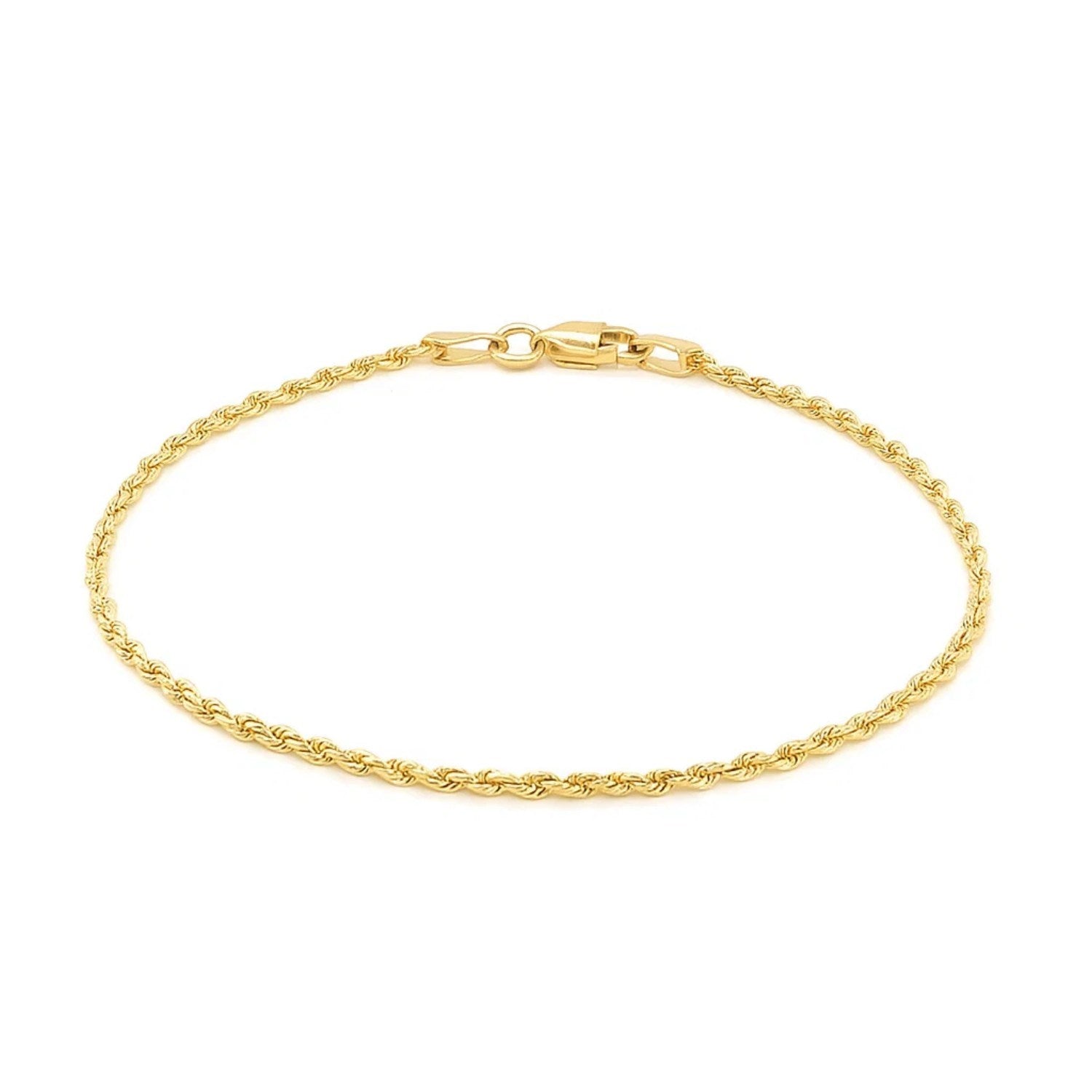14K Yellow Gold Solid Diamond Cut Rope Bracelet (1.60mm)