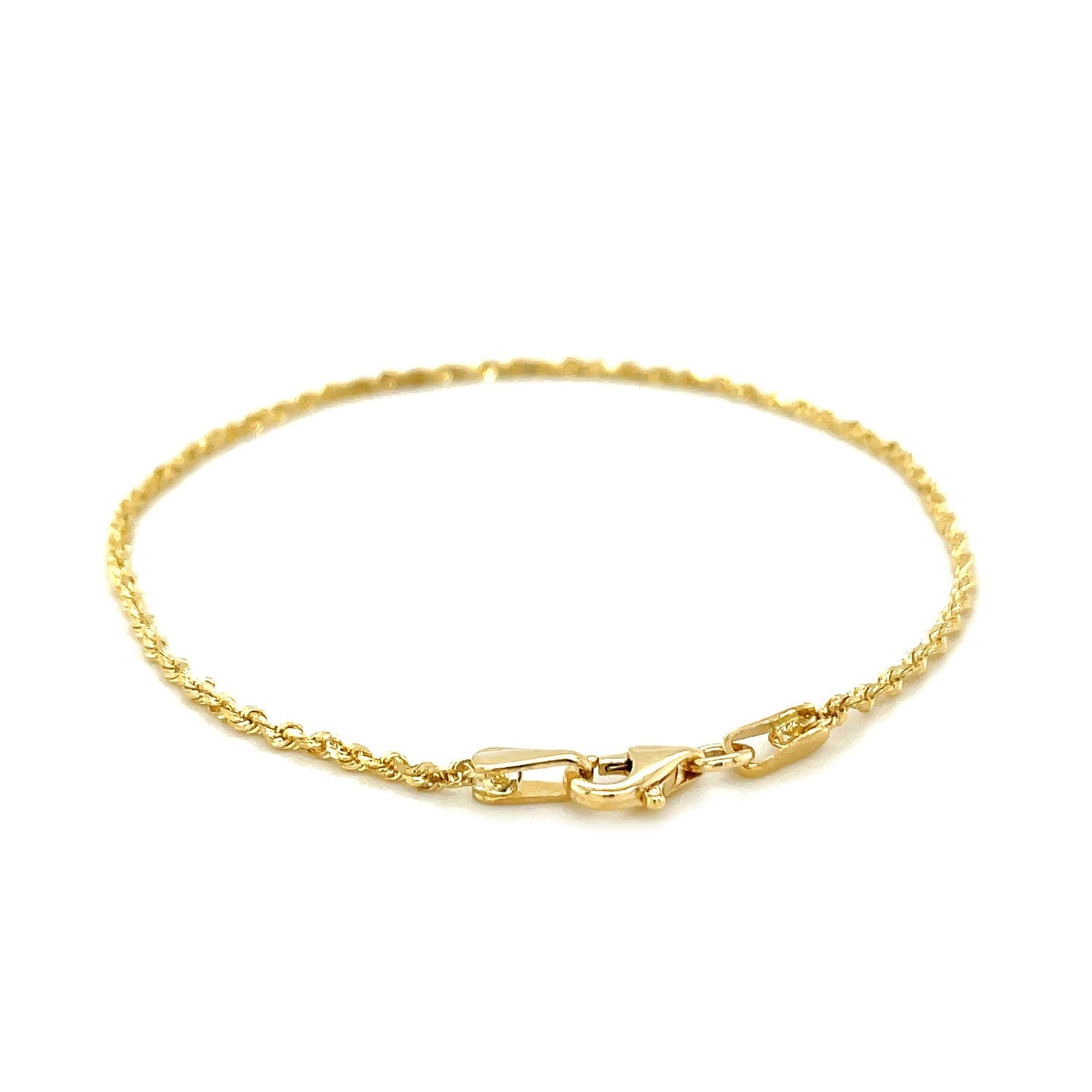 14K Yellow Gold Solid Diamond Cut Rope Bracelet (1.60mm)