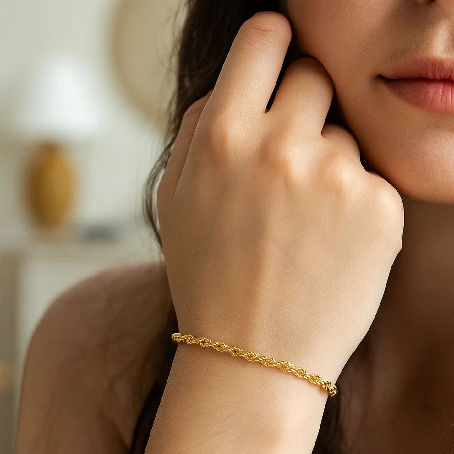 14K Yellow Gold Solid Diamond Cut Rope Bracelet (1.60mm)