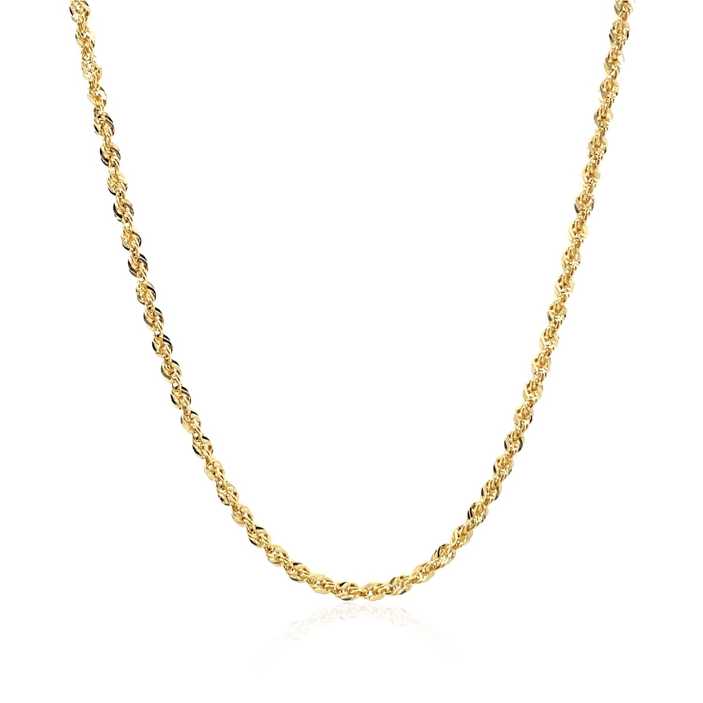 10K Yellow Gold Hollow Diamond Cut Rope Chain Necklace (2.00mm)
