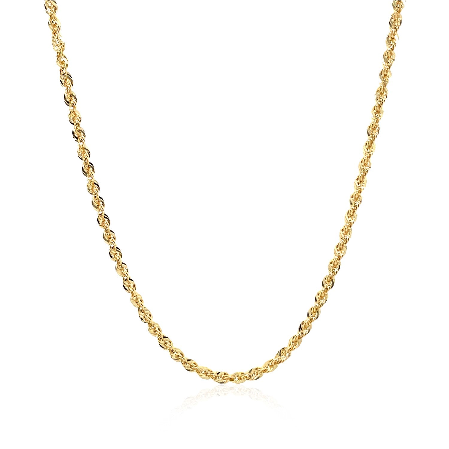 10K Yellow Gold Hollow Diamond Cut Rope Chain Necklace (2.00mm)