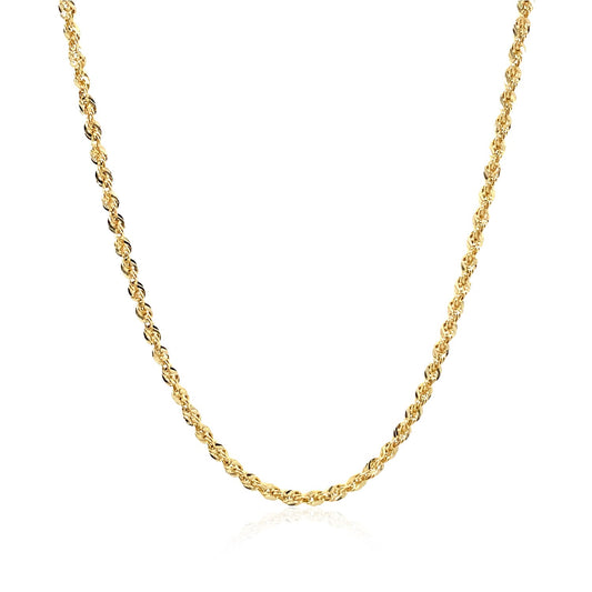 10K Yellow Gold Hollow Diamond Cut Rope Chain Necklace (2.00mm)
