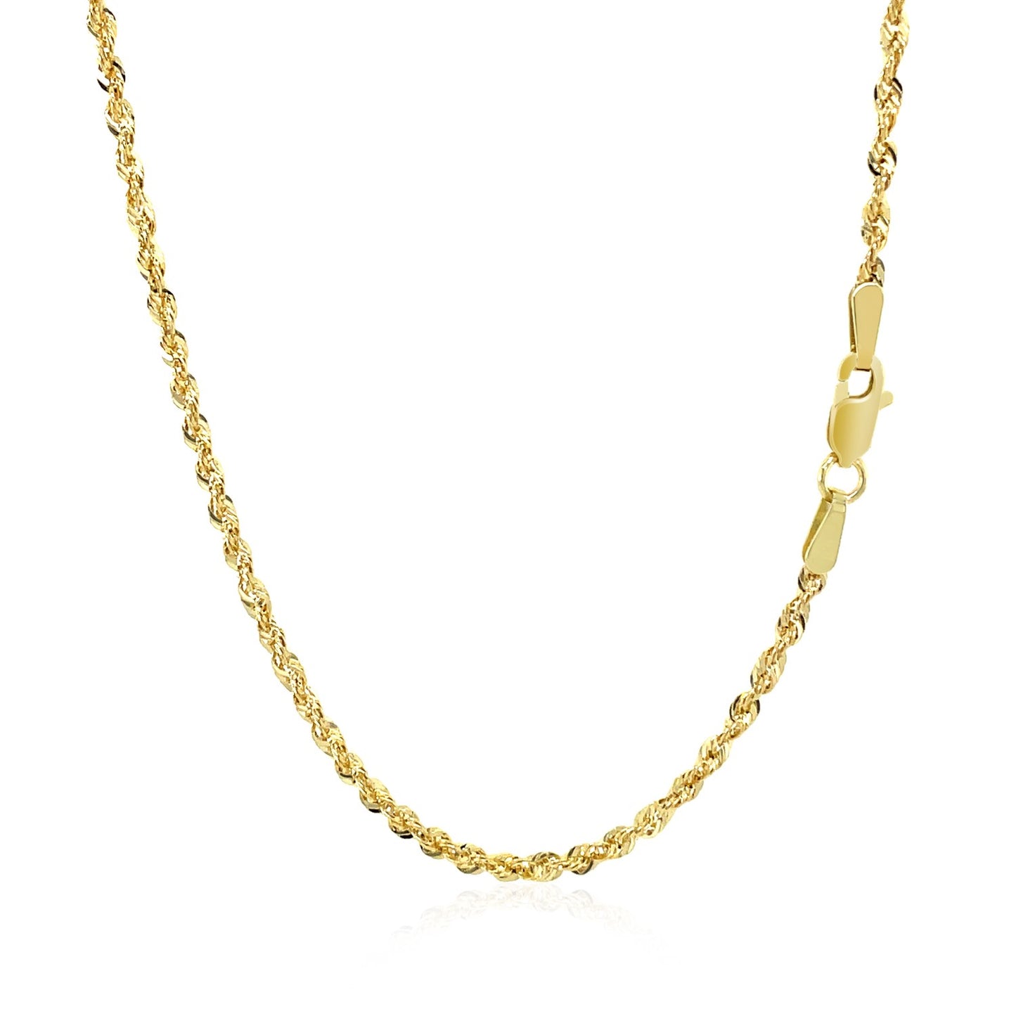 10K Yellow Gold Hollow Diamond Cut Rope Chain Necklace (2.00mm)
