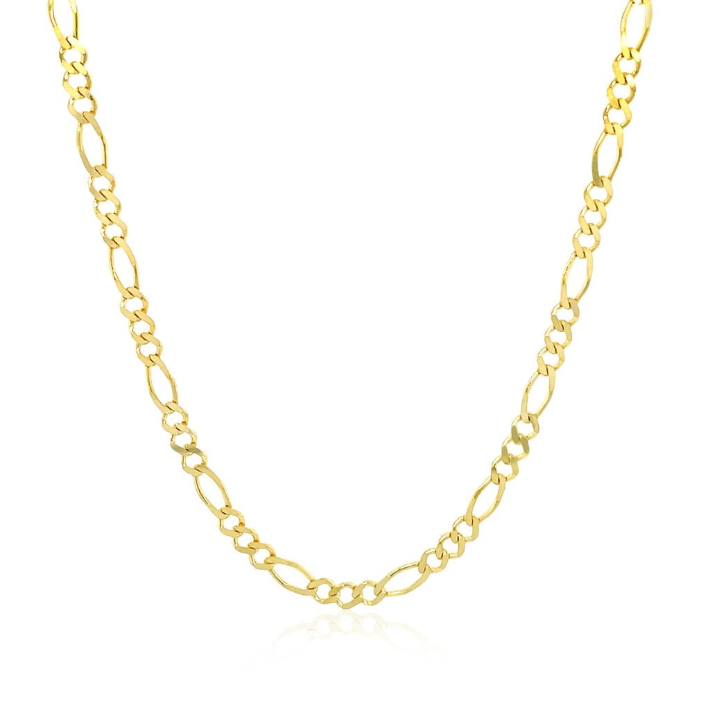 14K Yellow Gold Solid Figaro Chain – 2.80mm, Solid Gold