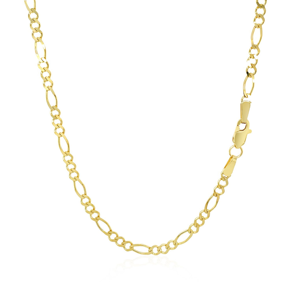 14K Yellow Gold Solid Figaro Chain – 2.80mm, Solid Gold