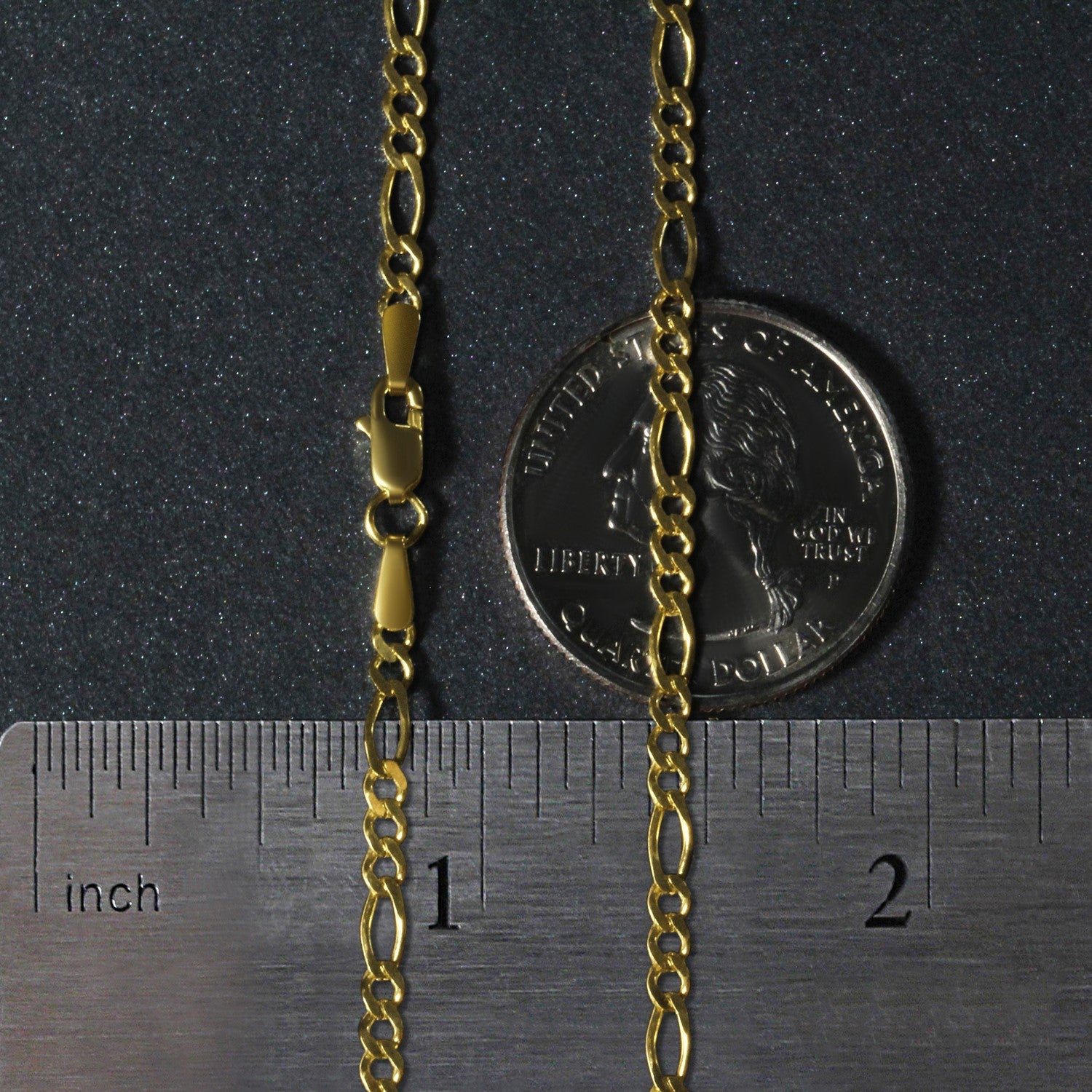 14K Yellow Gold Solid Figaro Chain – 2.80mm, Solid Gold