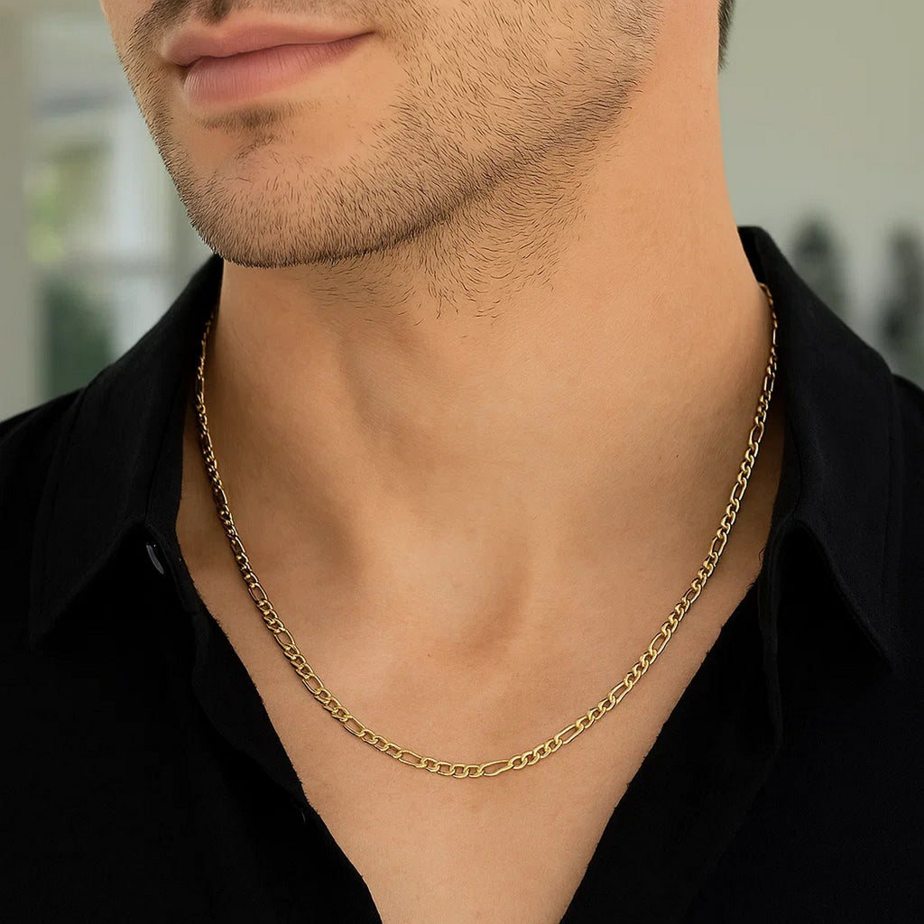 14K Yellow Gold Solid Figaro Chain – 2.80mm, Solid Gold