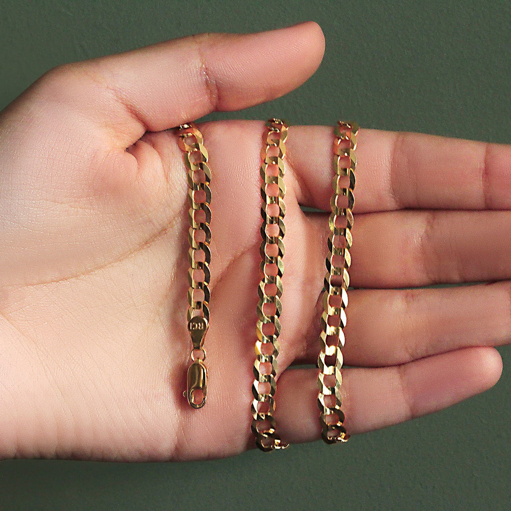 10K Yellow Gold Solid Curb Chain Necklace – 5.70mm – 10K Gold