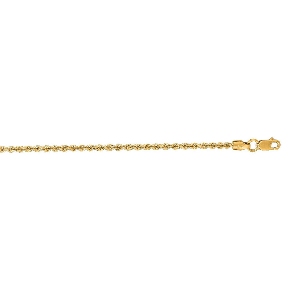 14K Yellow Gold Solid Rope Chain Necklace (1.80mm)