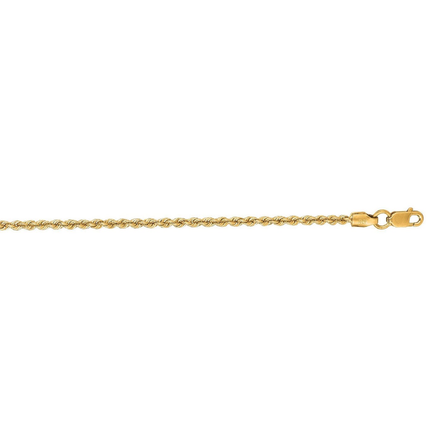 14K Yellow Gold Solid Rope Chain Necklace (1.80mm)