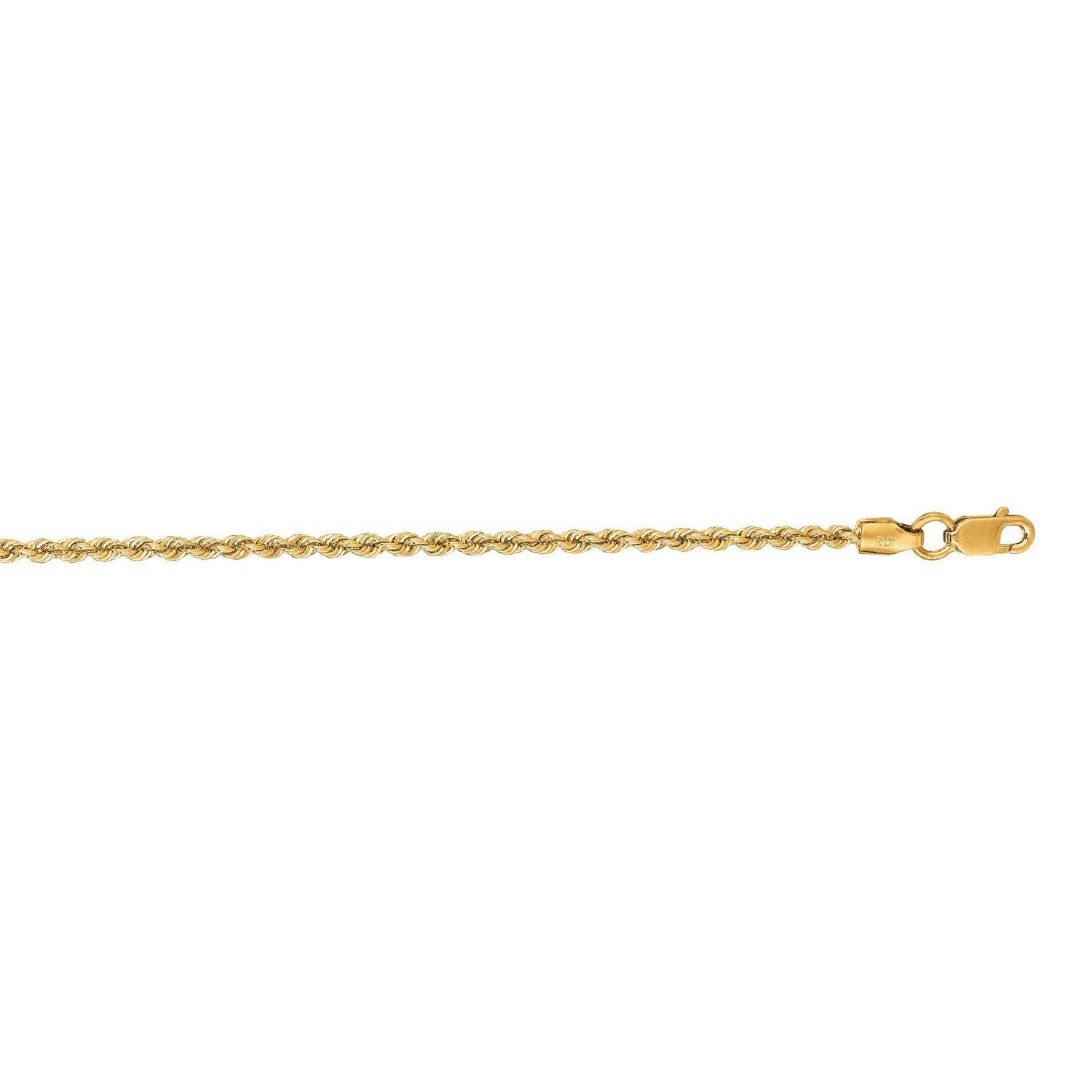 14K Yellow Gold Solid Rope Chain Necklace (1.80mm)