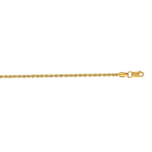 14K Yellow Gold Solid Rope Chain Necklace (1.80mm)