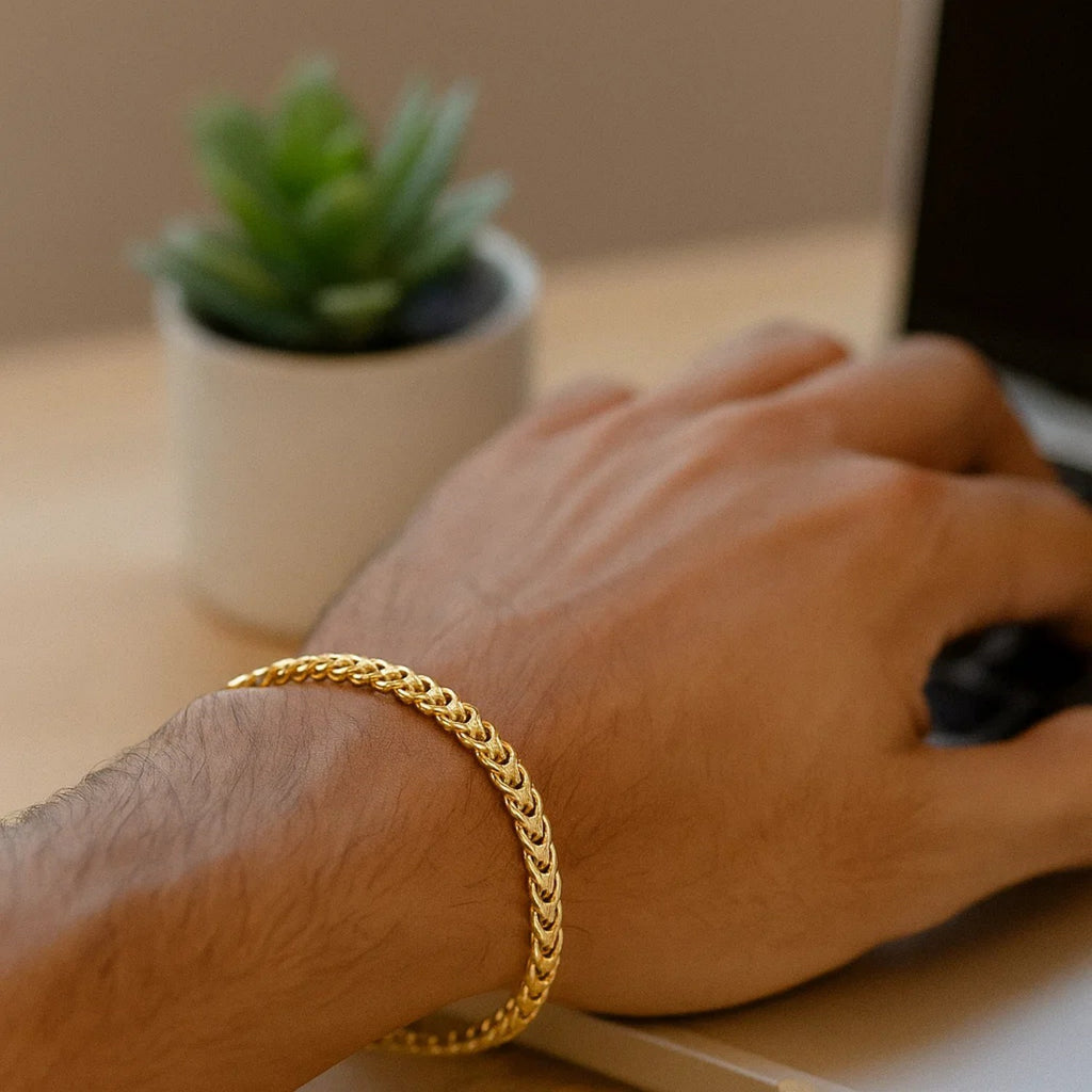 14K Yellow Gold Square Franco Bracelet (4.40mm)