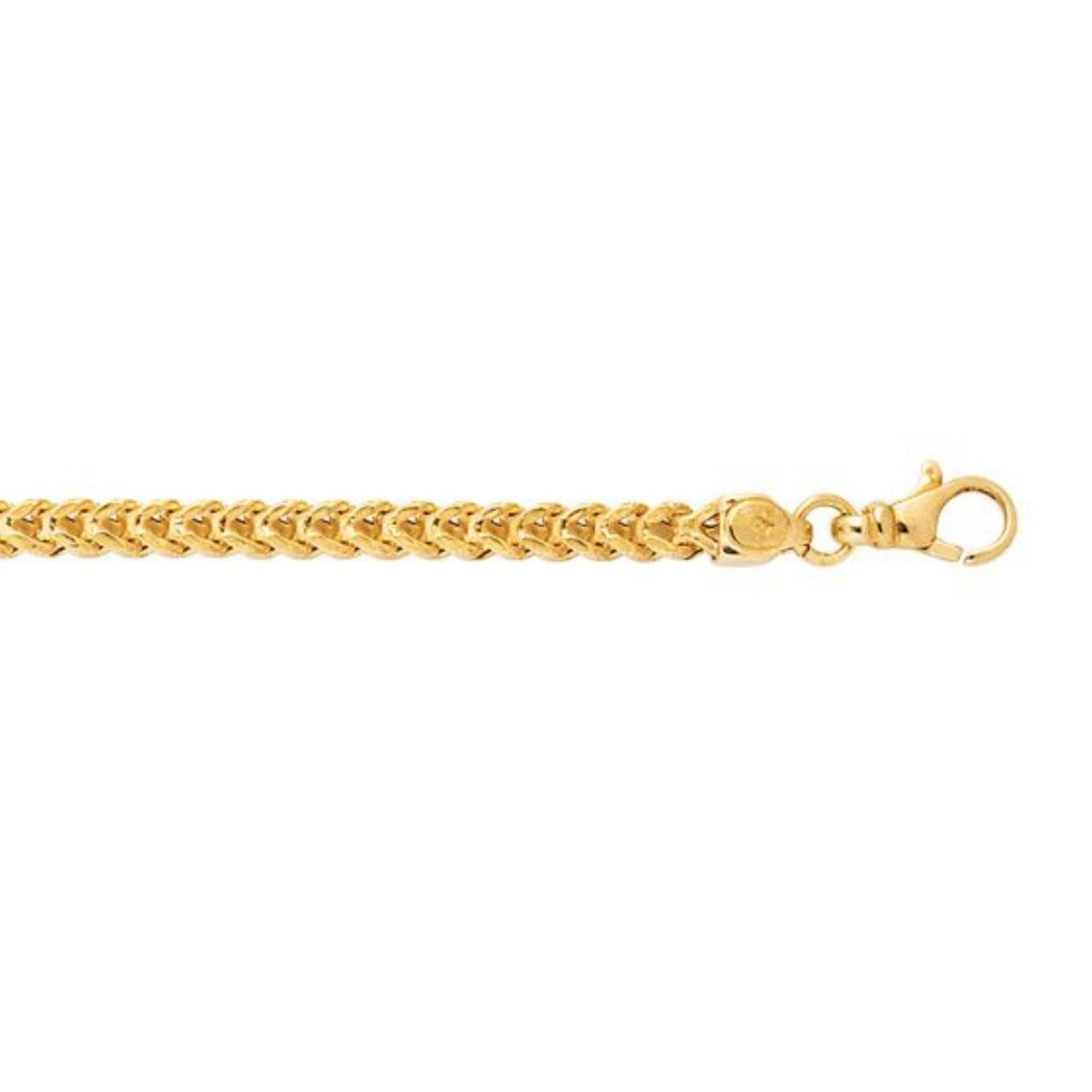 14K Yellow Gold Square Franco Bracelet (4.40mm)