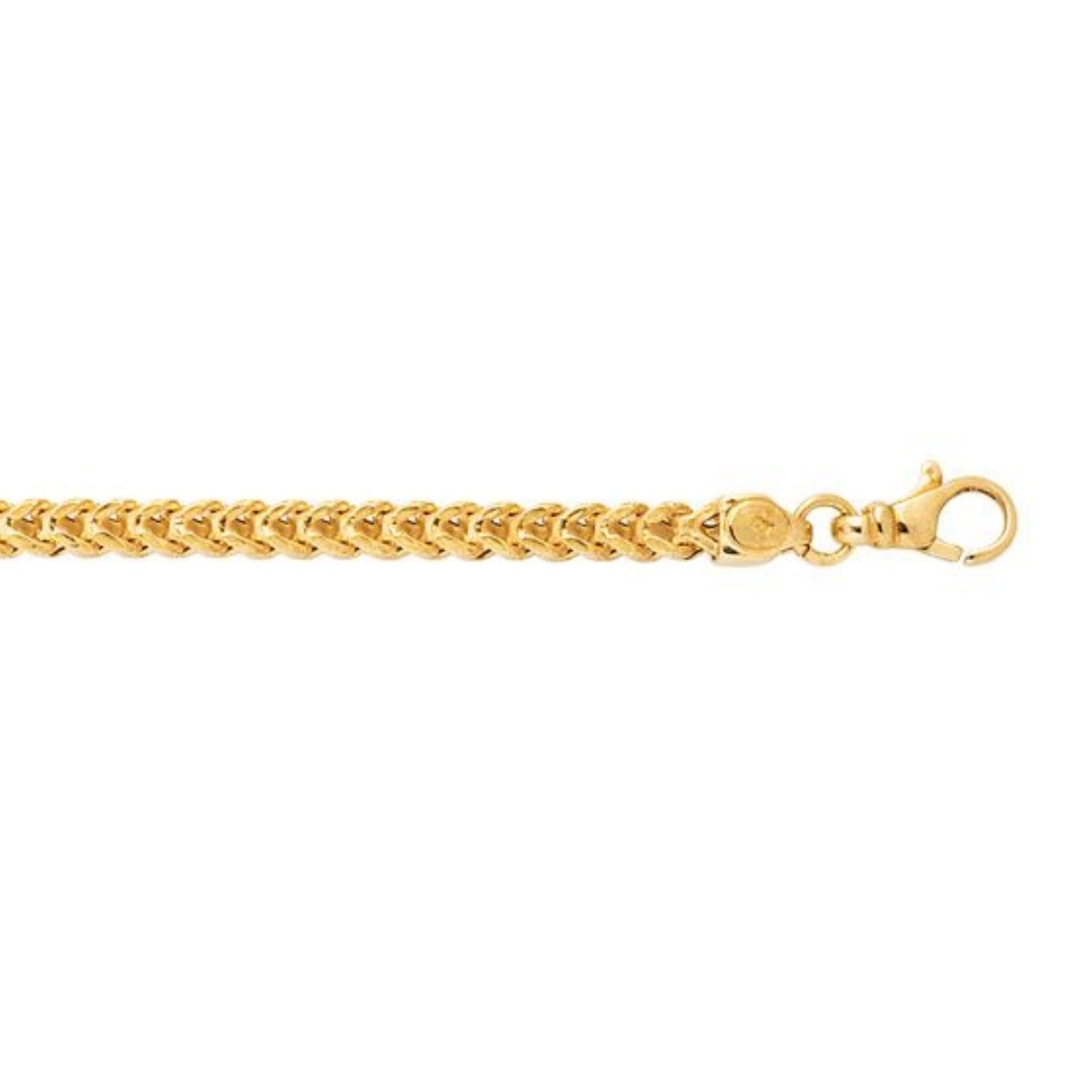 14K Yellow Gold Square Franco Bracelet (4.40mm)