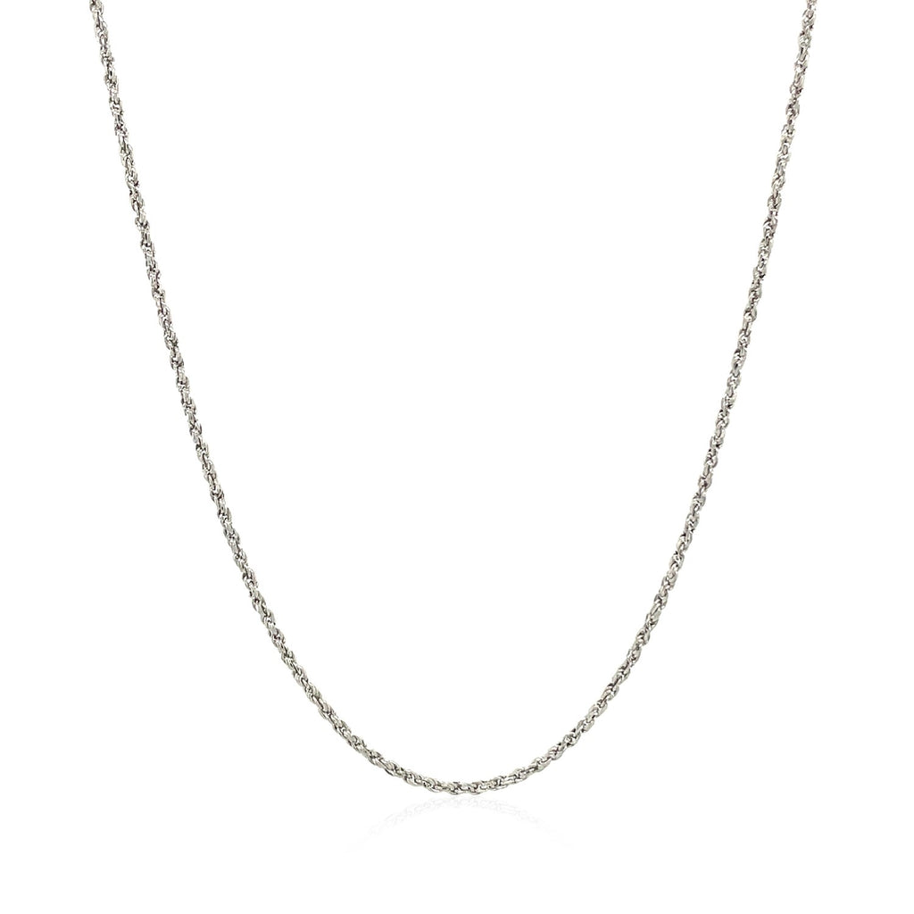 14K White Gold Adjustable Rope Chain Necklace (0.95mm)