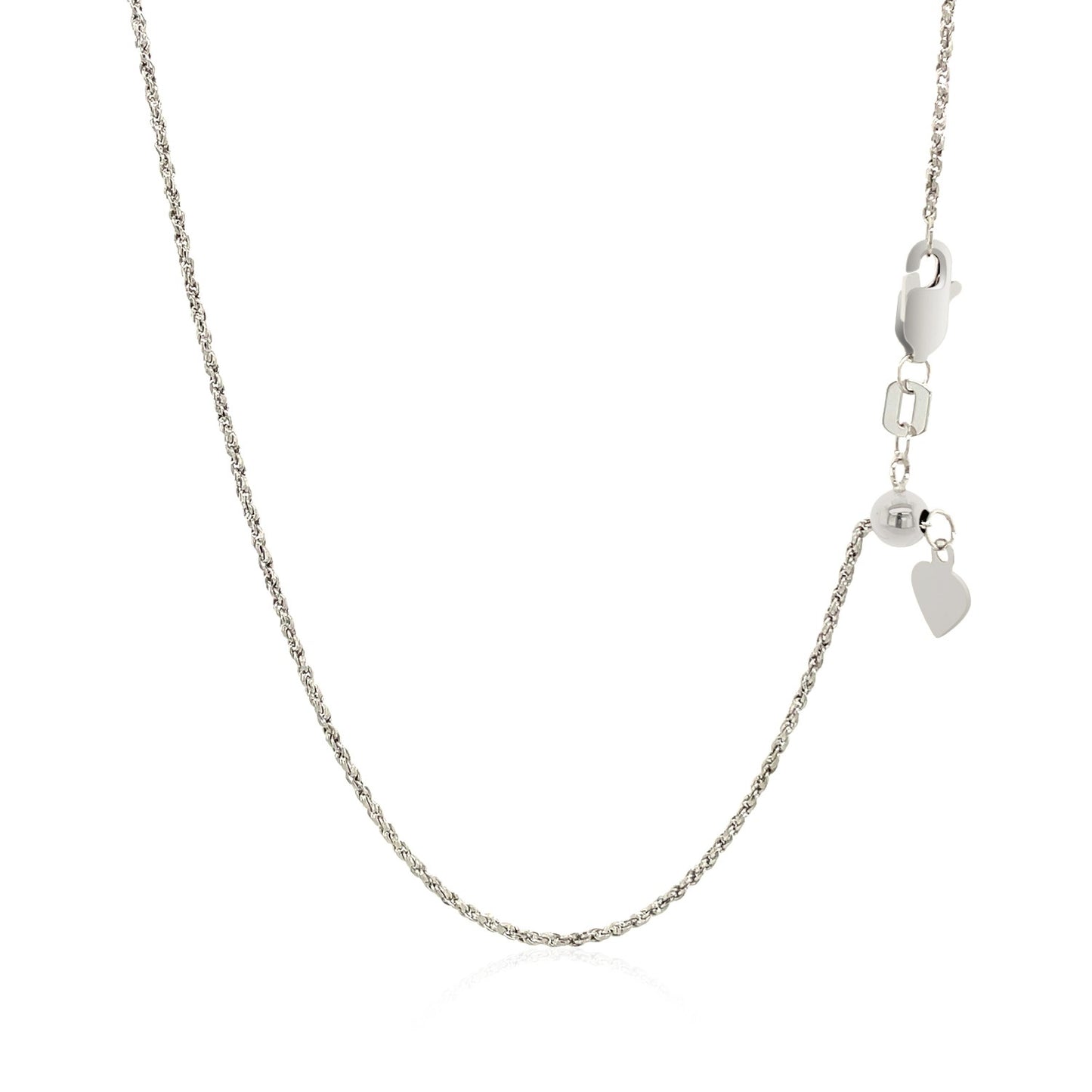 14K White Gold Adjustable Rope Chain Necklace (0.95mm)