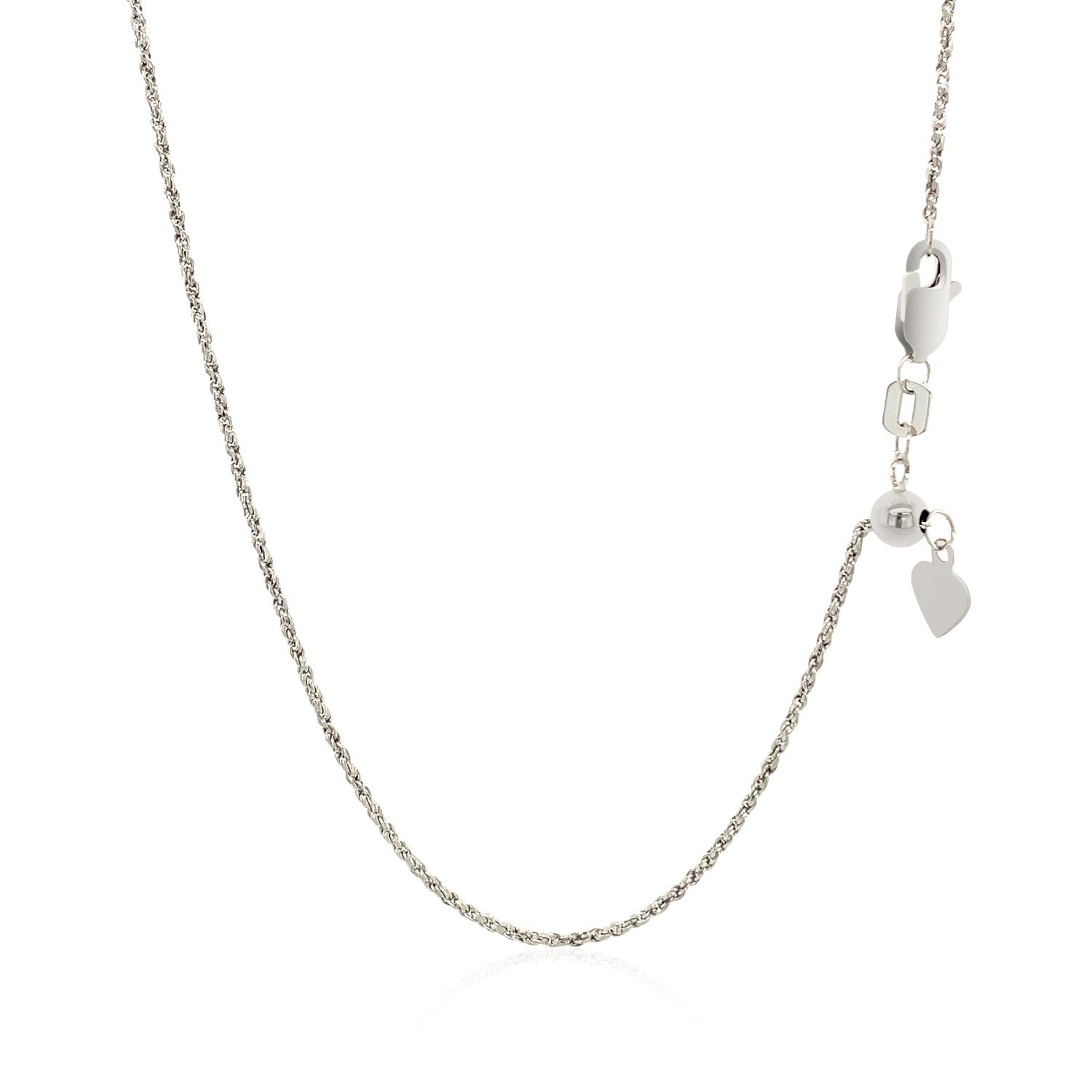 14K White Gold Adjustable Rope Chain Necklace (0.95mm)