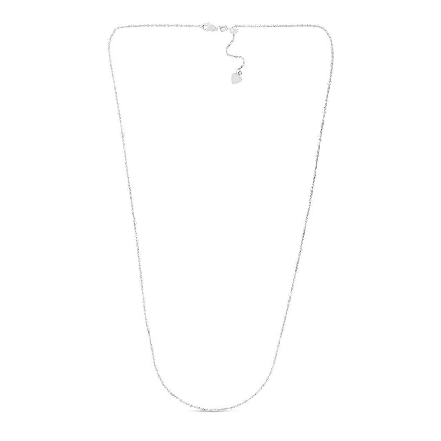 14K White Gold Adjustable Rope Chain Necklace (0.95mm)