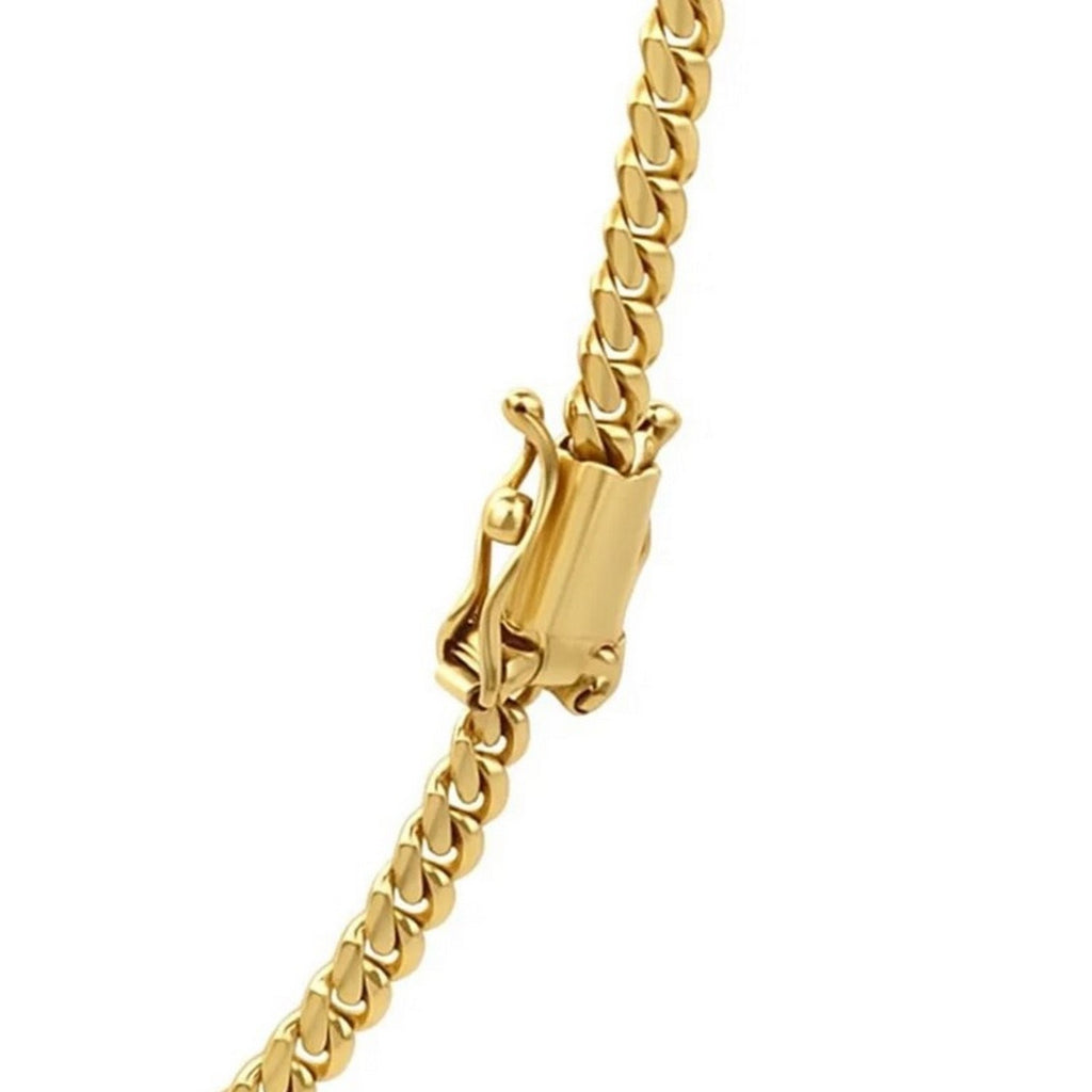14K Yellow Gold Classic Solid Miami Cuban Chain Necklace (4.00mm) – True Pure Gold