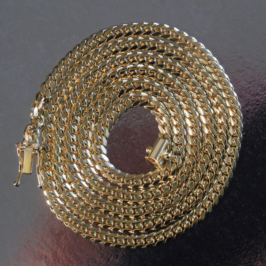 14K Yellow Gold Classic Solid Miami Cuban Chain Necklace (4.00mm) – True Pure Gold